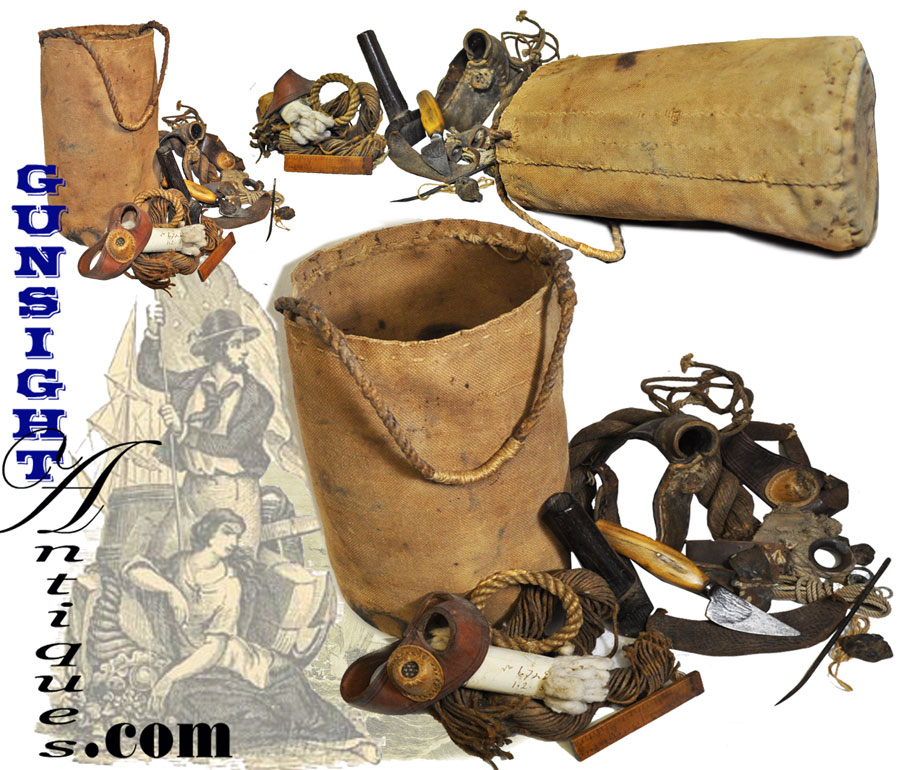 mid-19th century Sail Maker’s Ditty Bag with ORIGINAL CONTENT