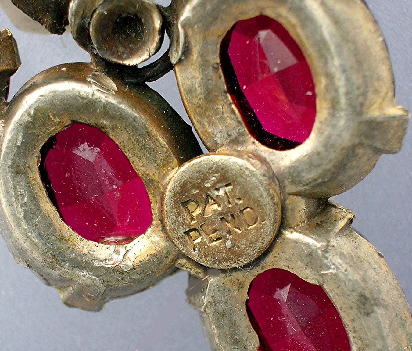 Ruby Red Glass Silver Dress Clip Pat Pending