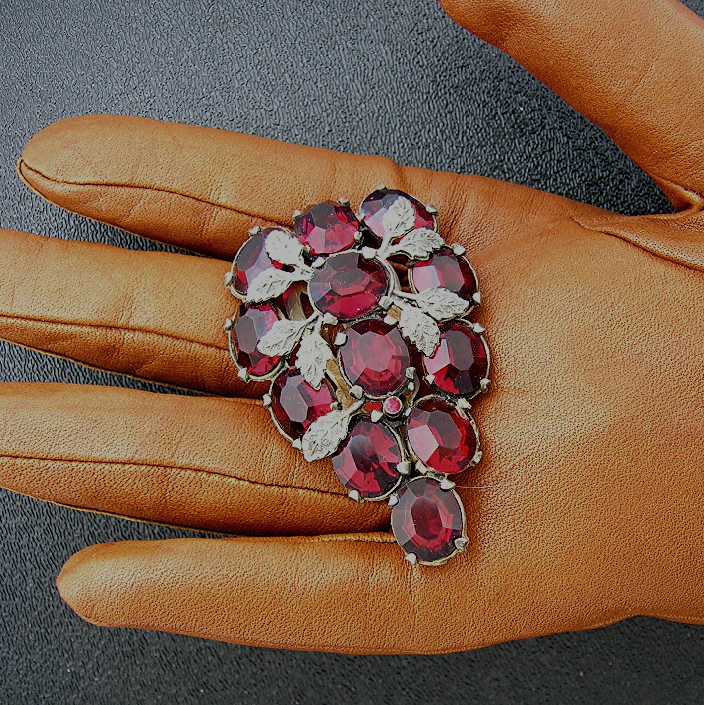 Ruby Red Glass Silver Dress Clip Pat Pending