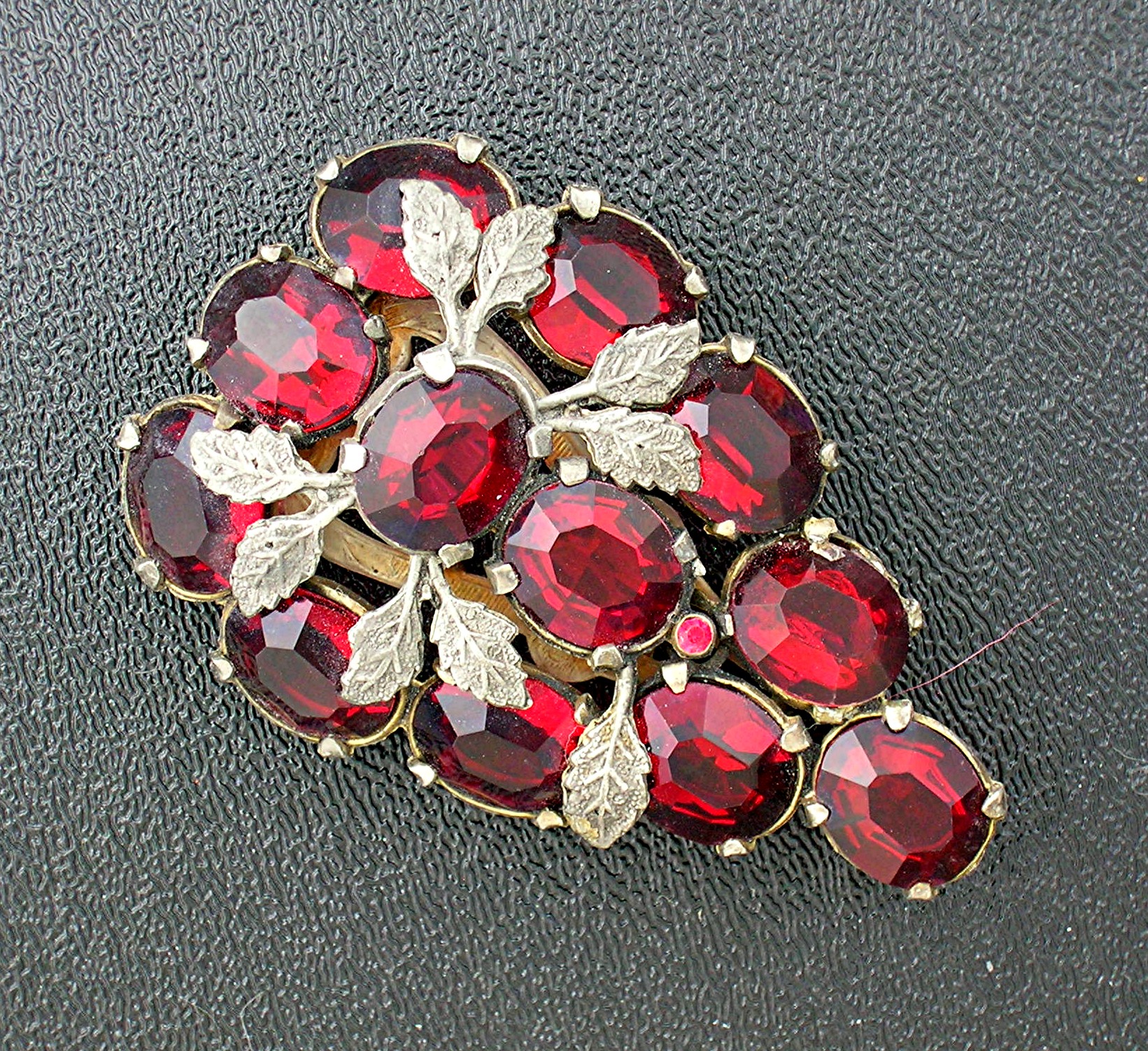 Ruby Red Glass Silver Dress Clip Pat Pending