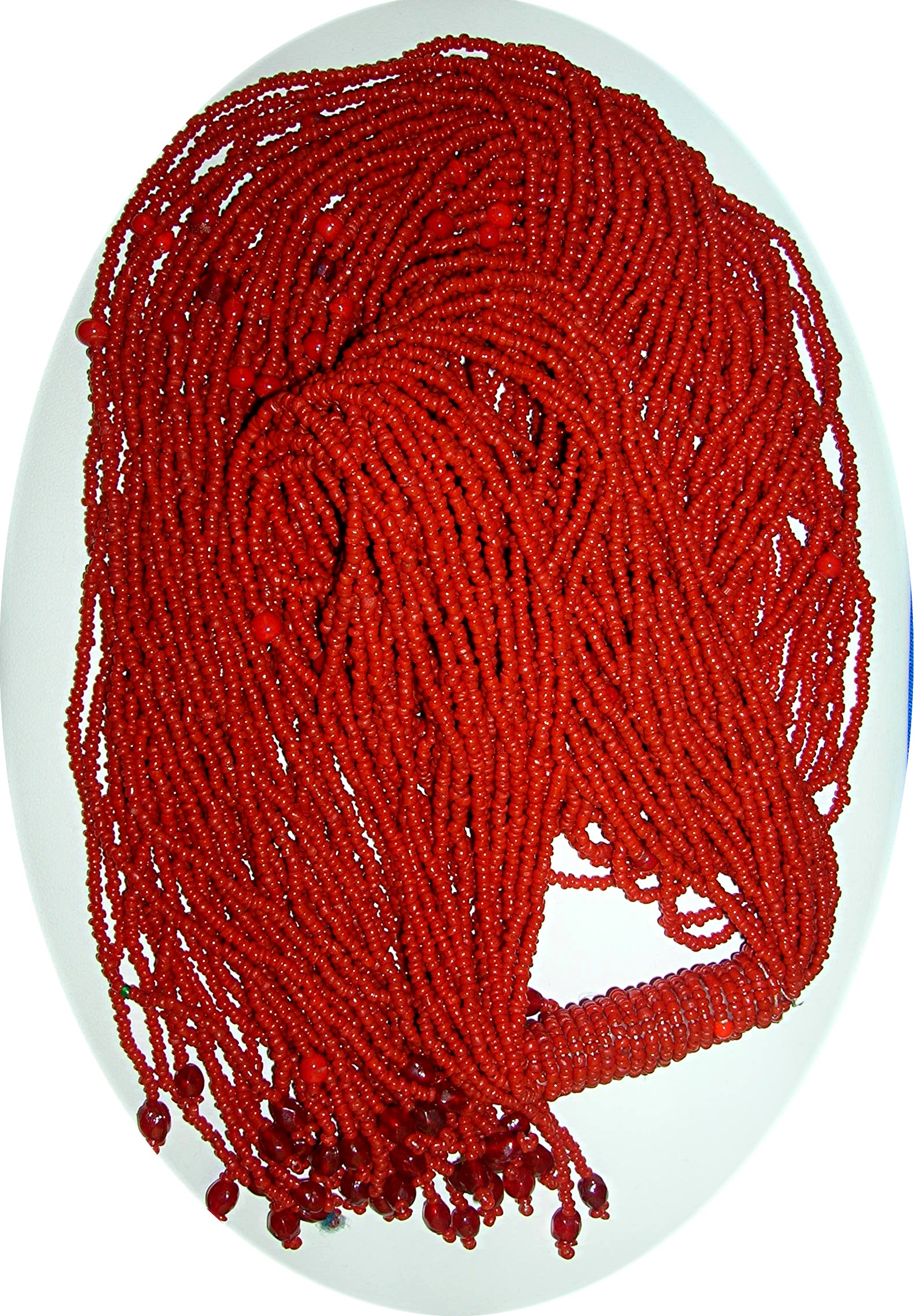 54 Inch Coral 20 Strand  Tie Necklace Belt Beads