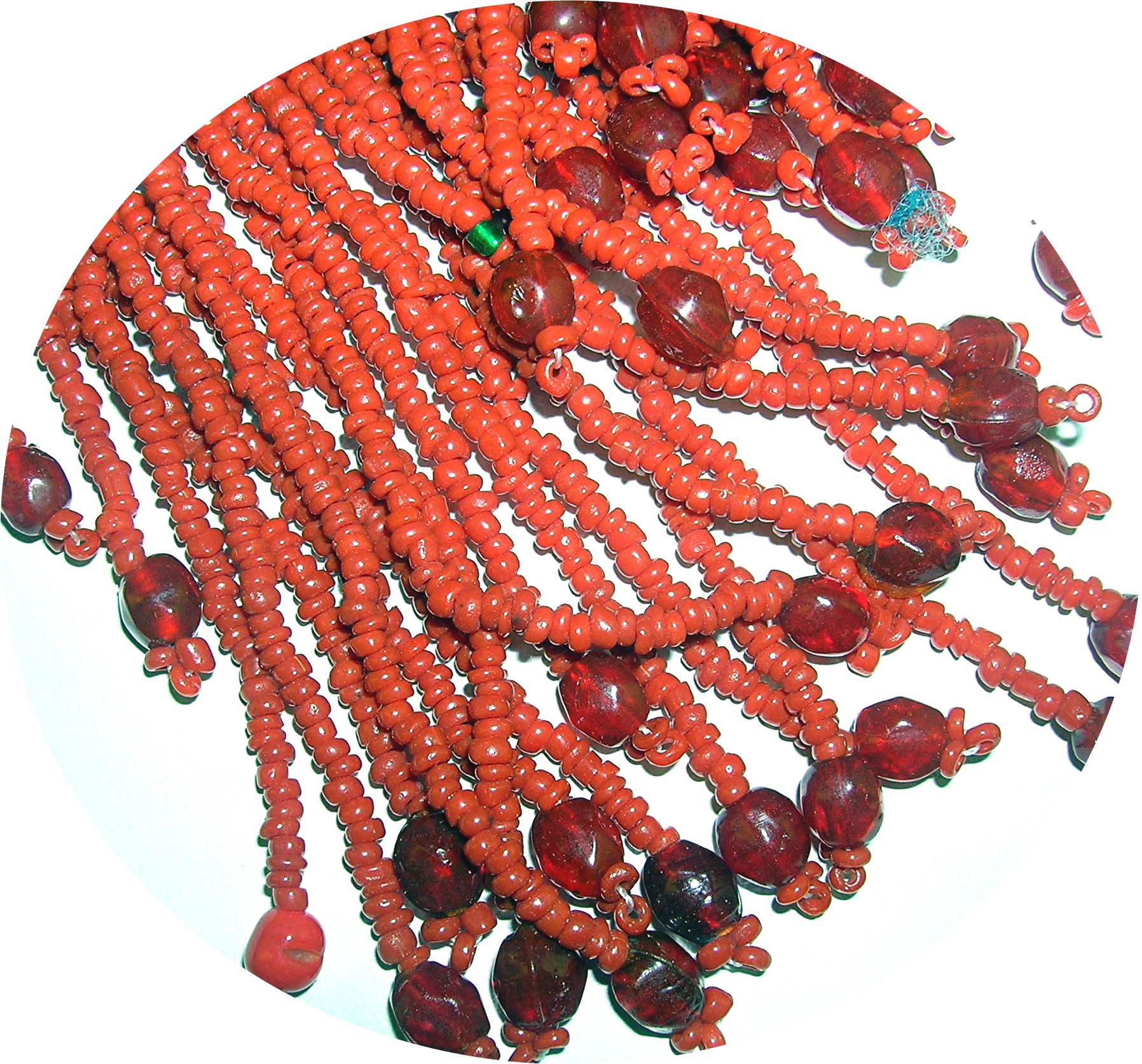 54 Inch Coral 20 Strand  Tie Necklace Belt Beads