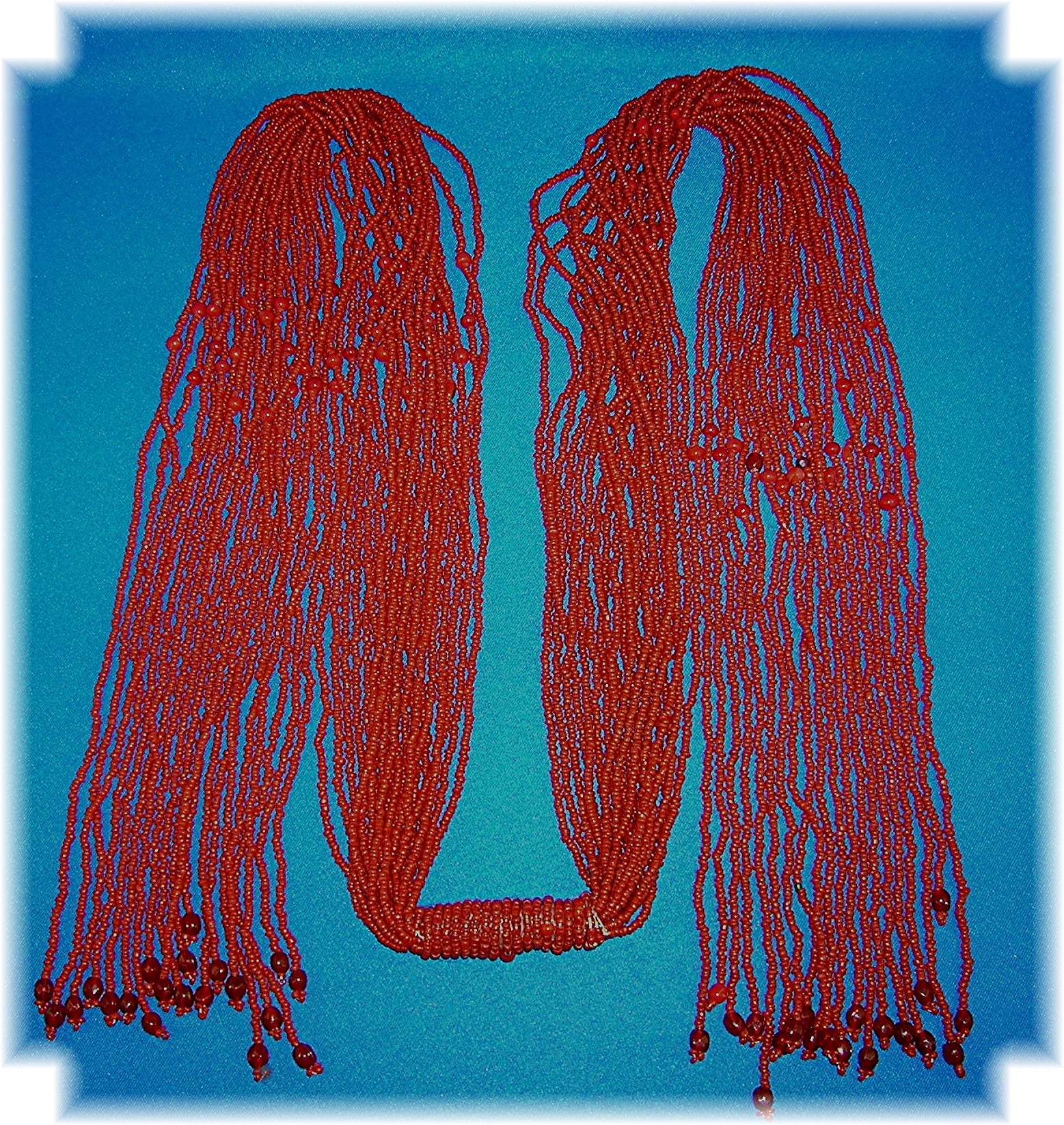54 Inch Coral 20 Strand Tie Necklace Belt Beads