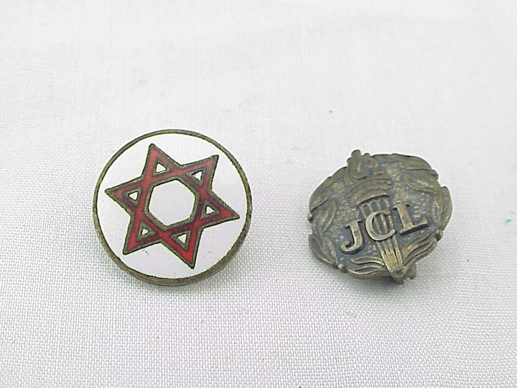 2 Vintage Pins - Enamel Star Of David And Sterling Silver Jcl