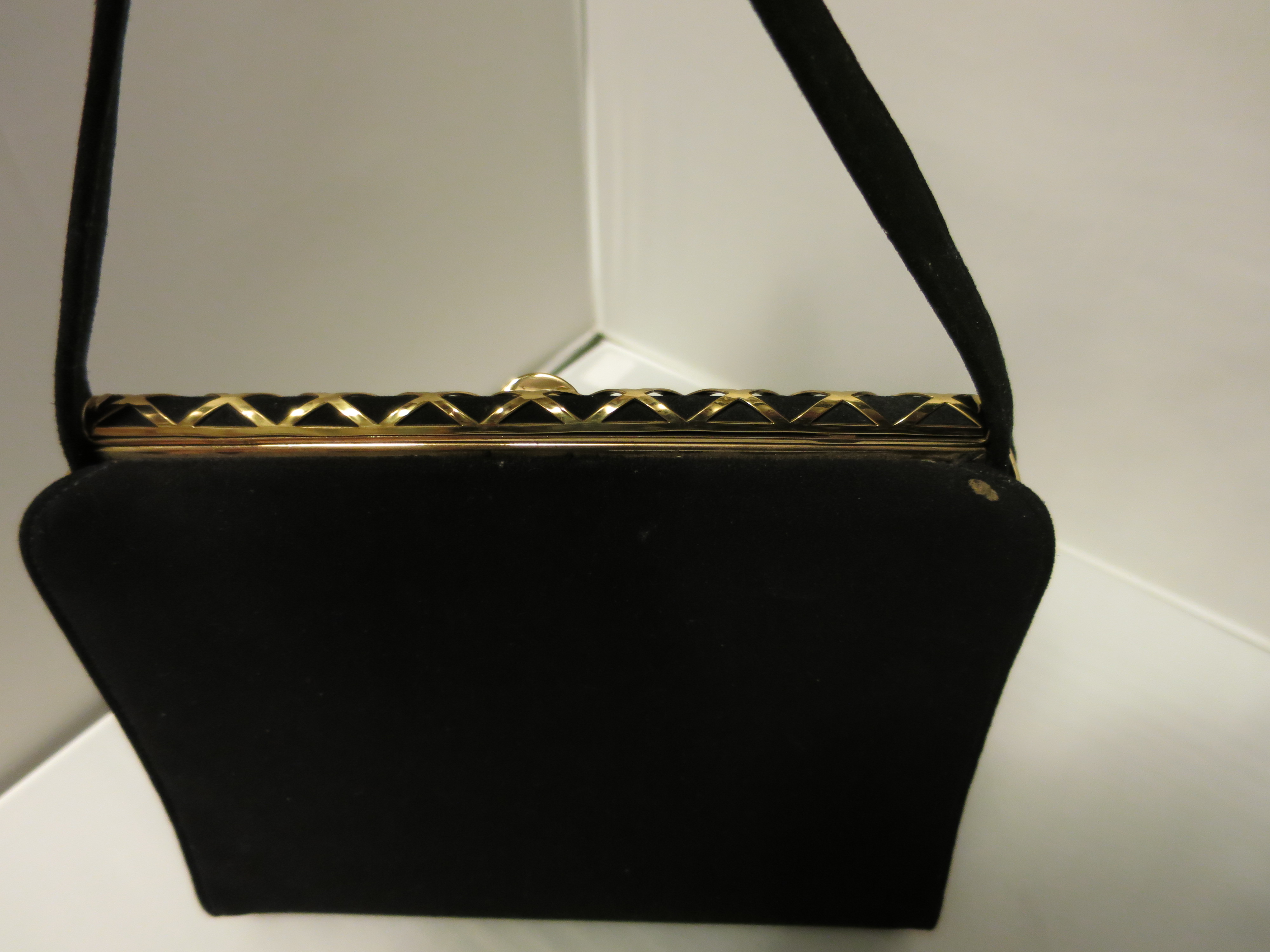 Blucl Black Velvet Purse With Gold tone Hardware