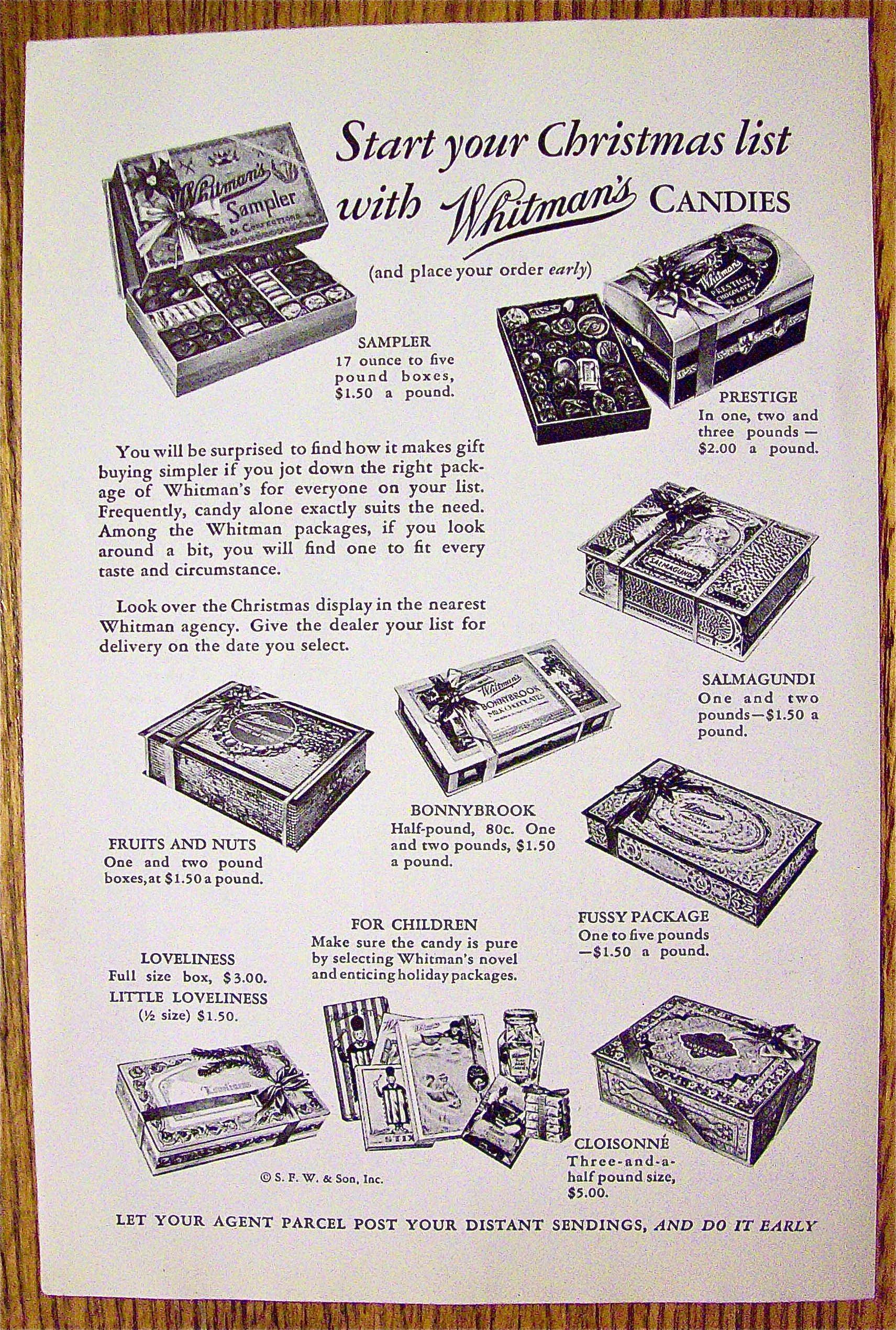1931 Whitman's Candies with Prestige, Fussy & More