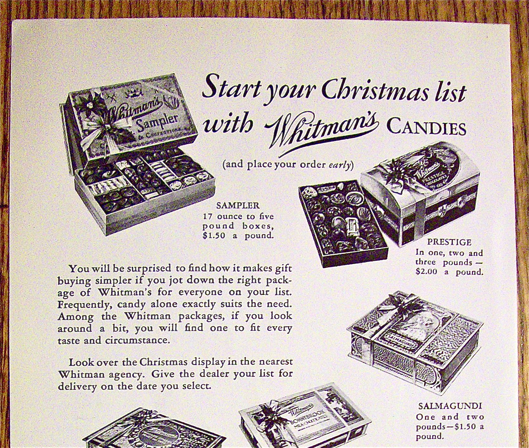 1931 Whitman's Candies with Prestige, Fussy & More