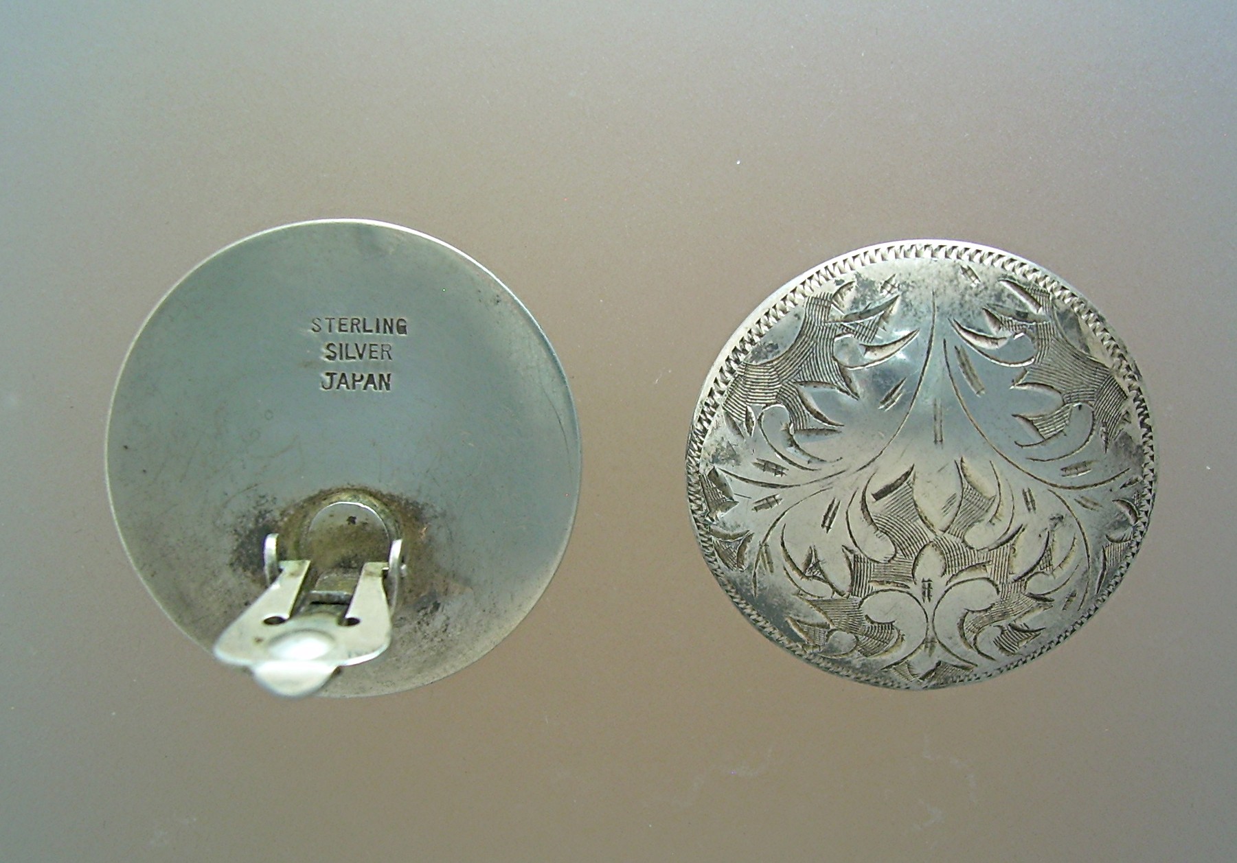 Sterling Silver Clip Earrings lacy Ferns Japan