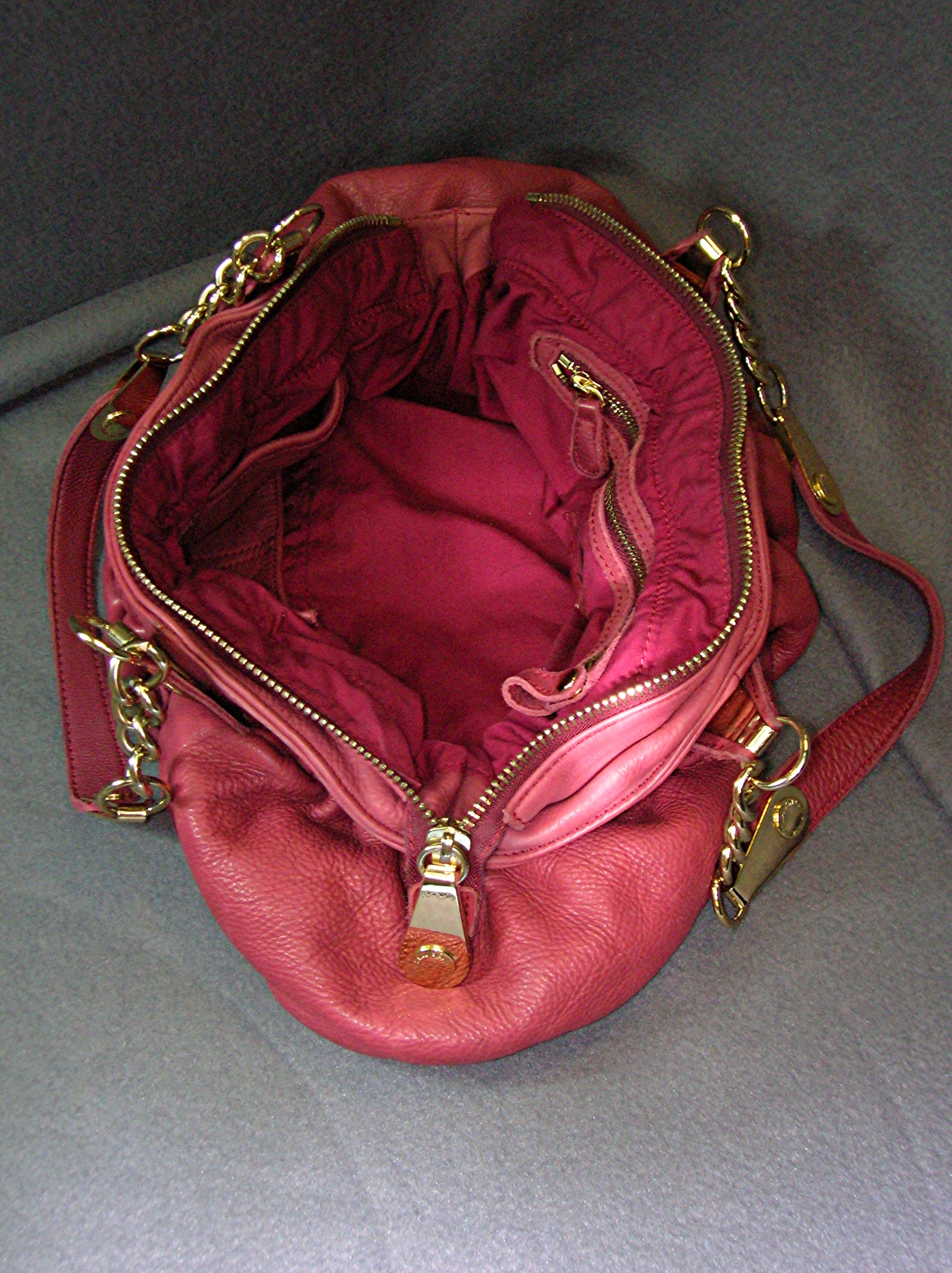 Bag Seven Jeans Large Ruffled Burgundy Leather