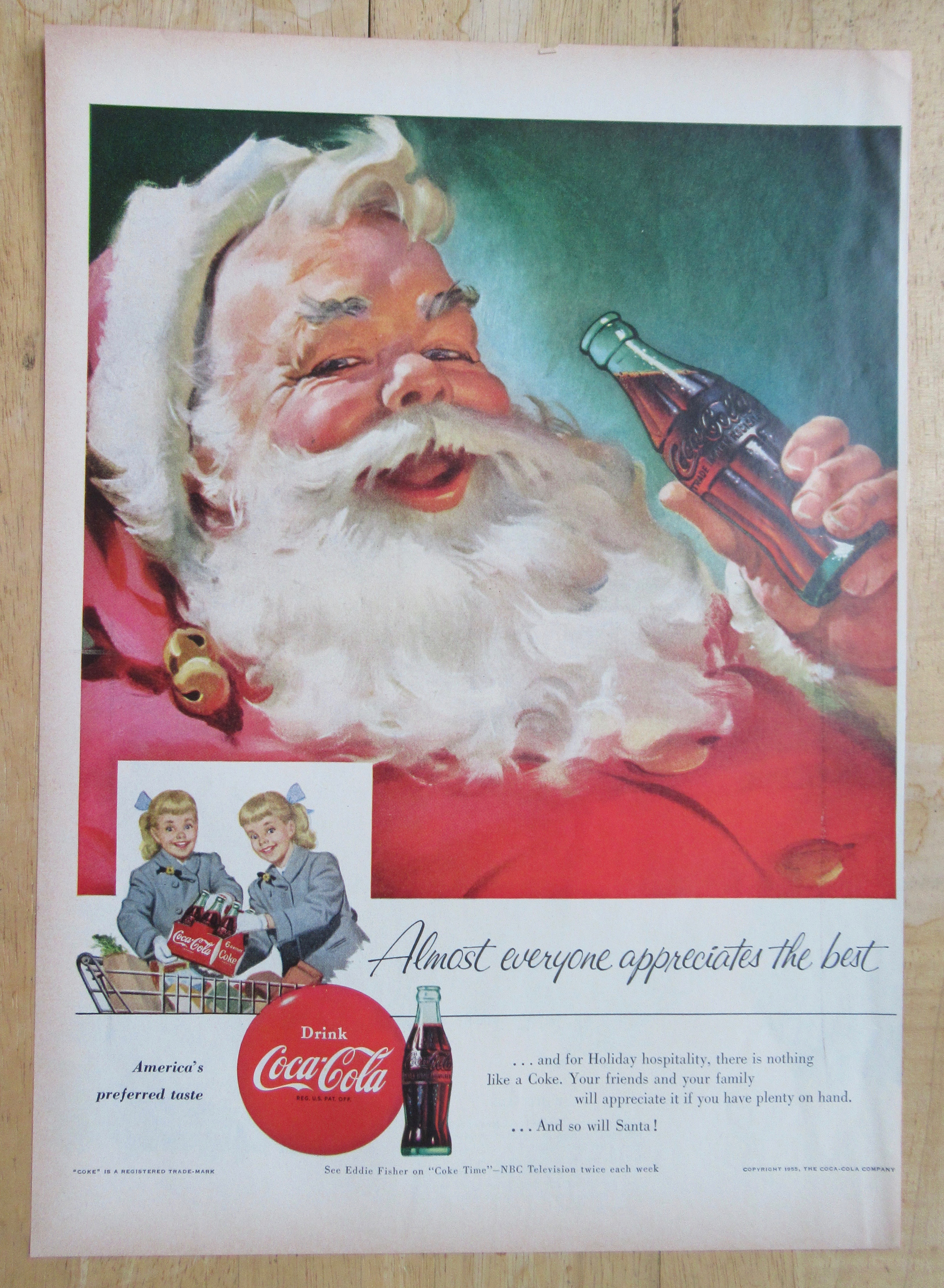 1955 Coca Cola (Coke) with Santa Claus Drinking Soda