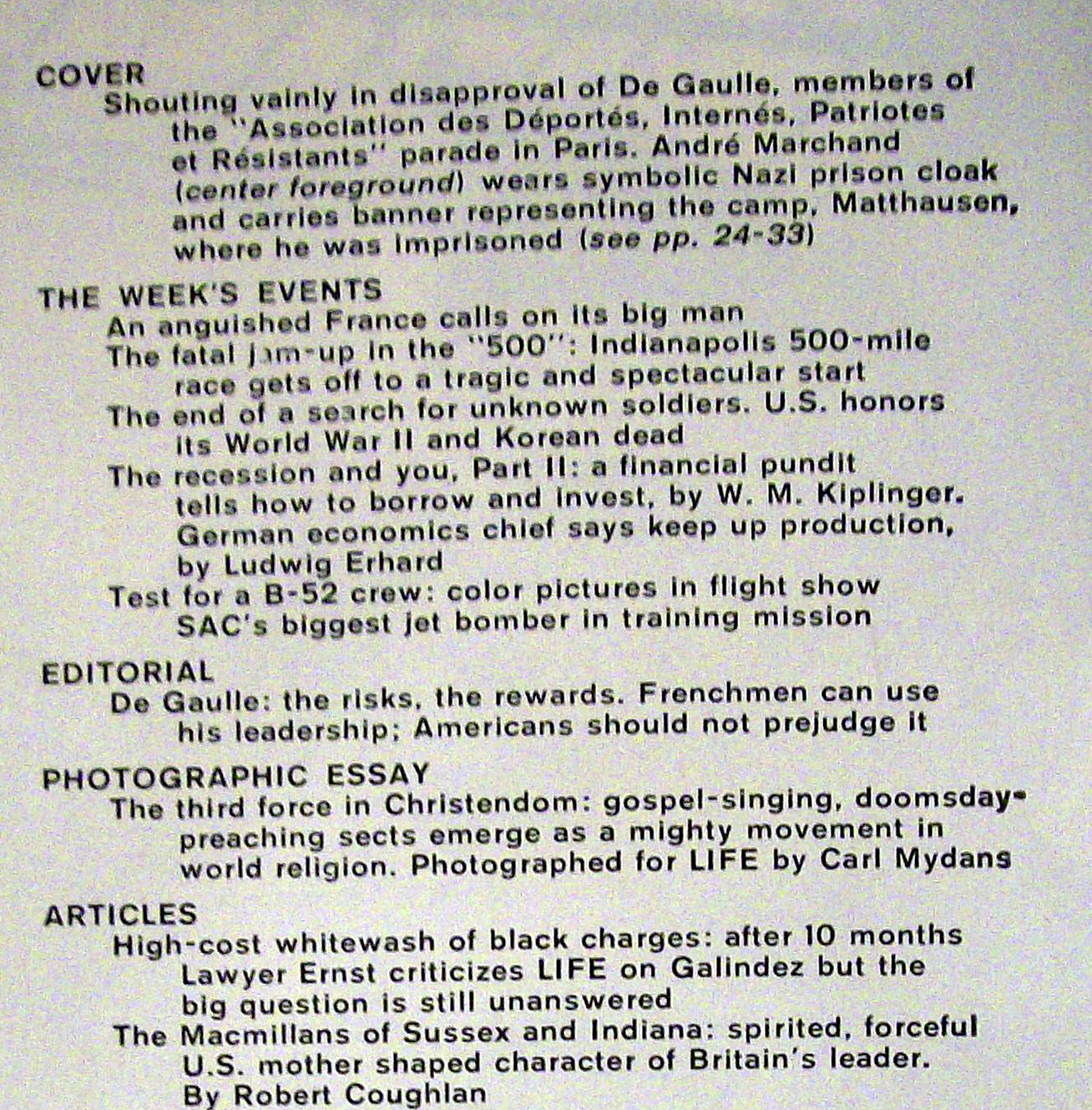 Life Magazine - June 9, 1958 - Veteran In Nazi Cloak