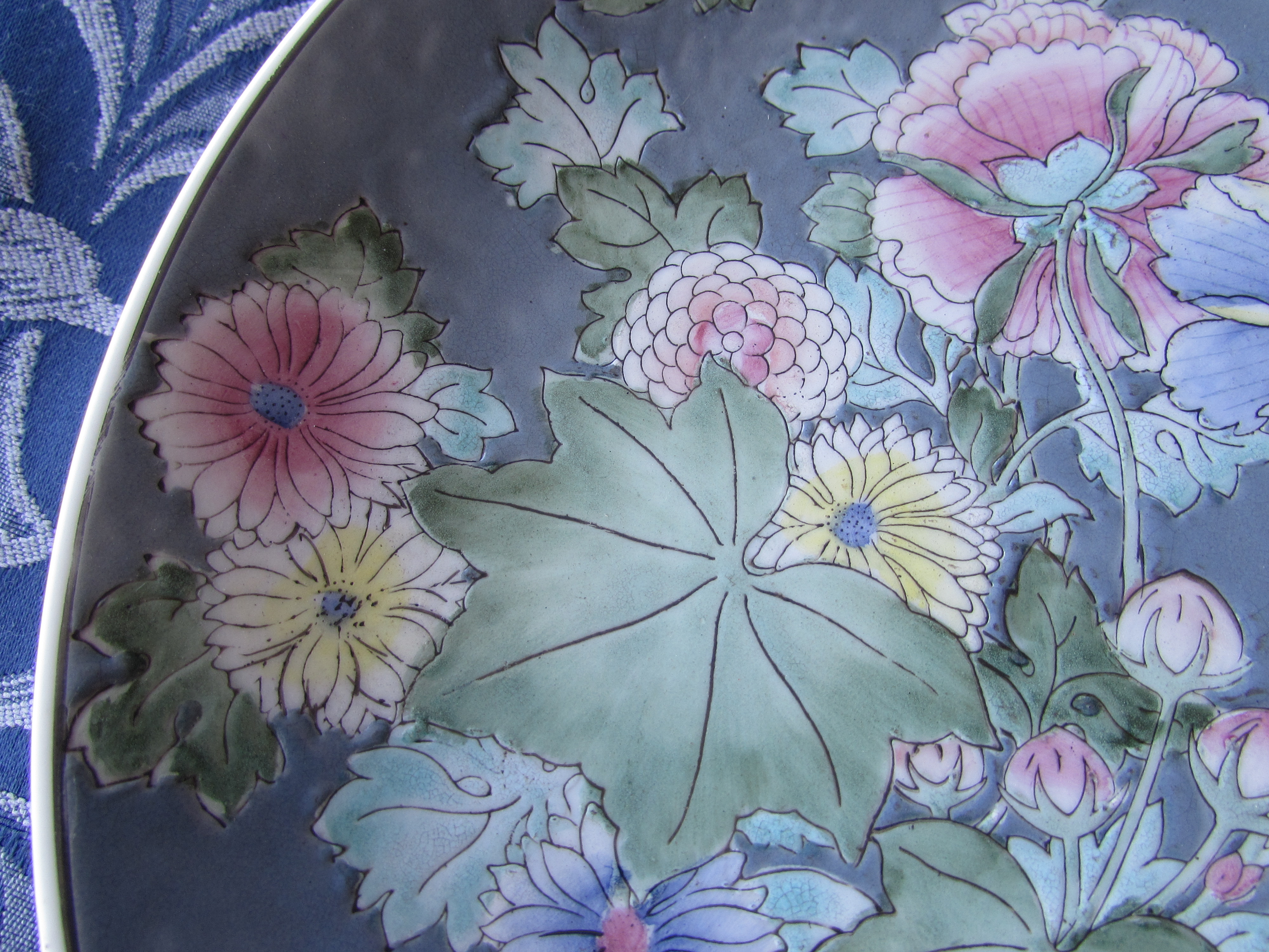 Porcelain Oriental Plate Floral Butterfly marked