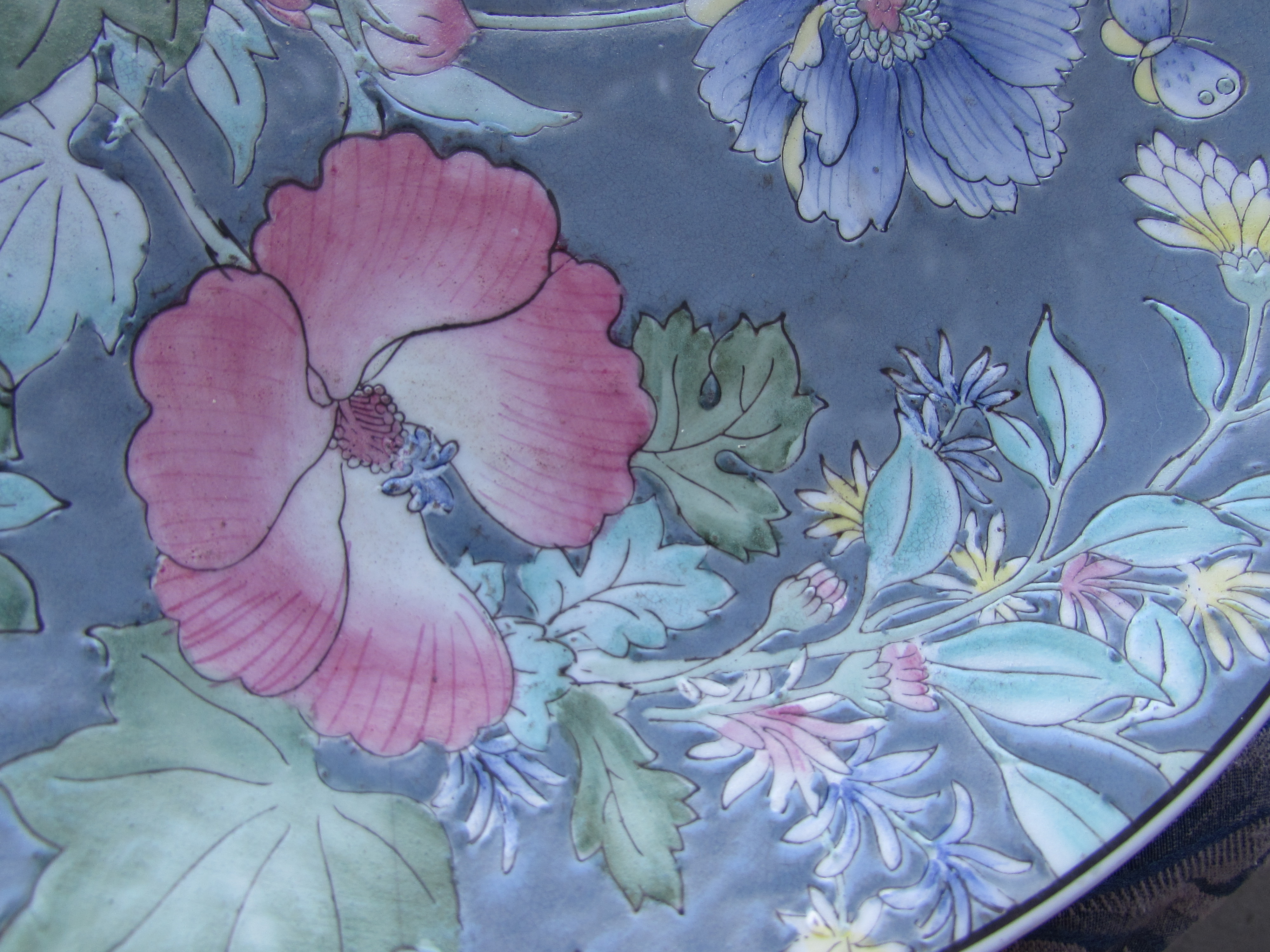 Porcelain Oriental Plate Floral Butterfly marked