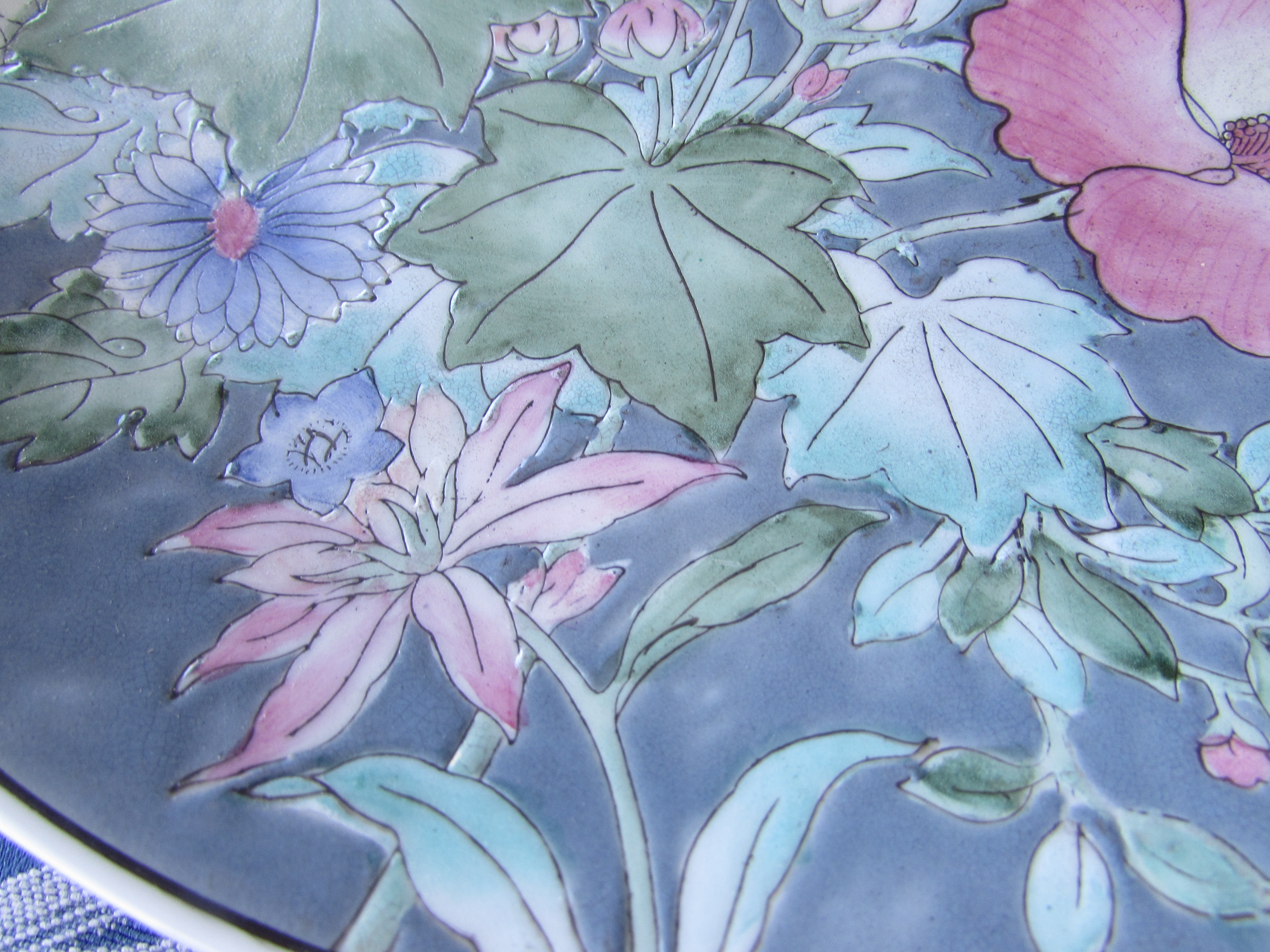 Porcelain Oriental Plate Floral Butterfly marked
