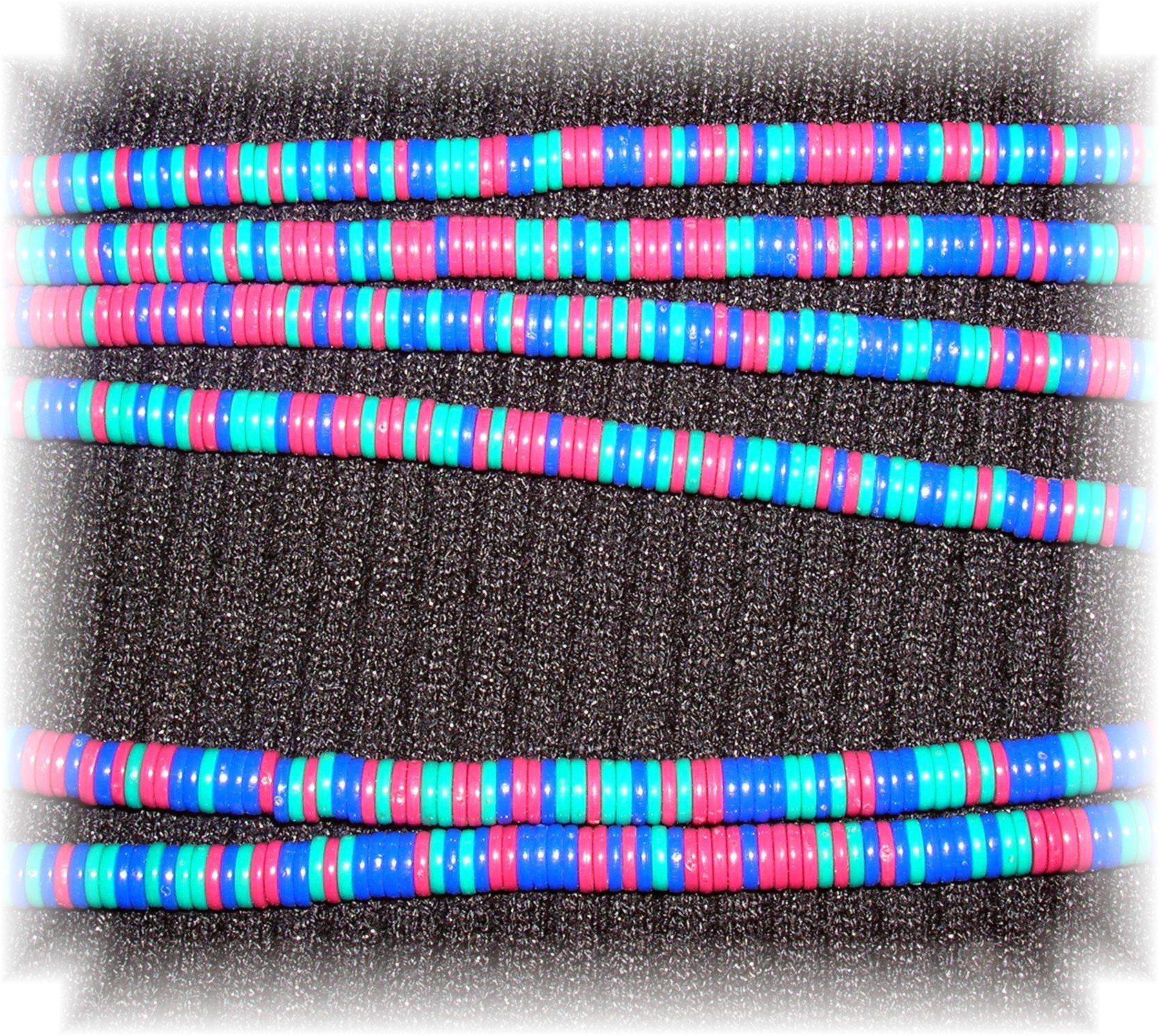 34 Inch Green Red Blue Faux Heishi Necklace