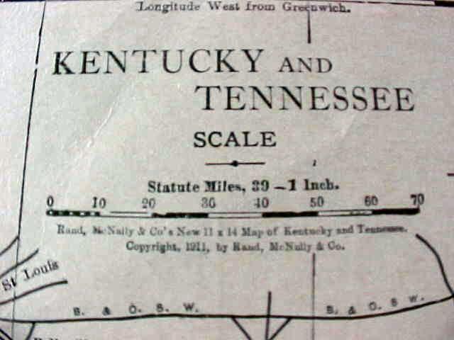 Map Mississippi Kentucky Tennessee 1912 Antique