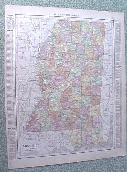 Map Mississippi Kentucky Tennessee 1912 Antique