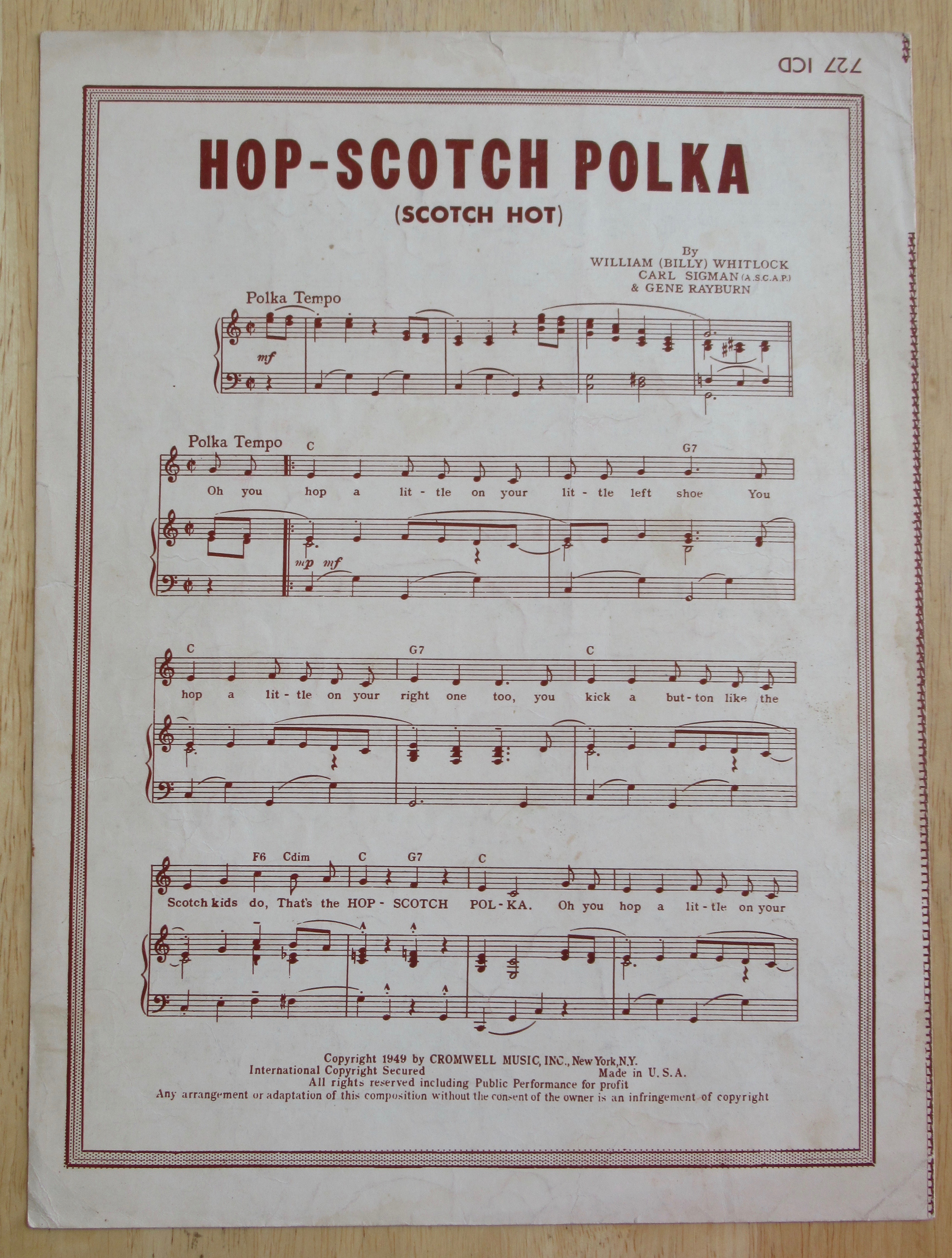 1950 Music! Music! Music! Sheet Music (Teresa Brewer)