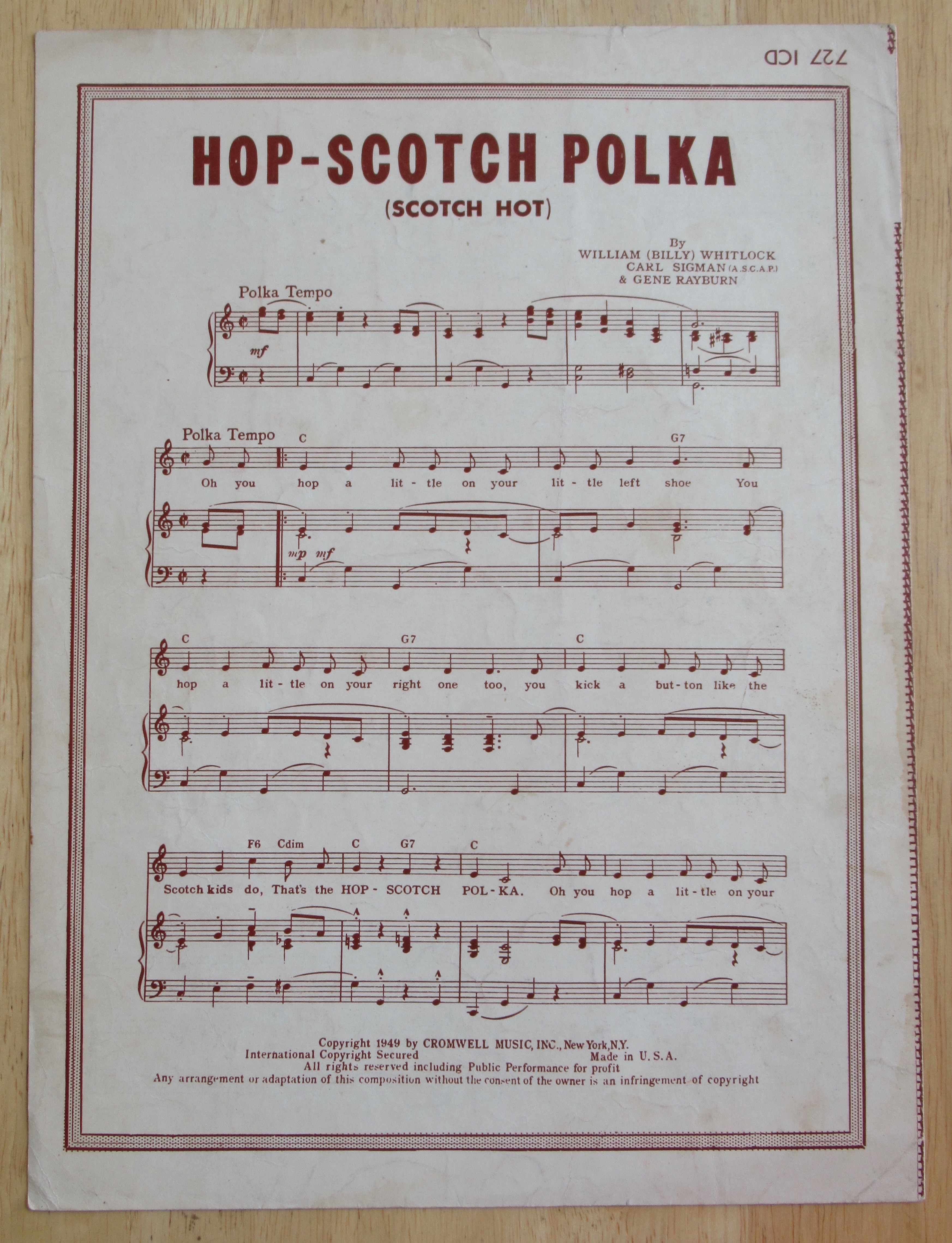 1950 Music! Music! Music! Sheet Music (Teresa Brewer)