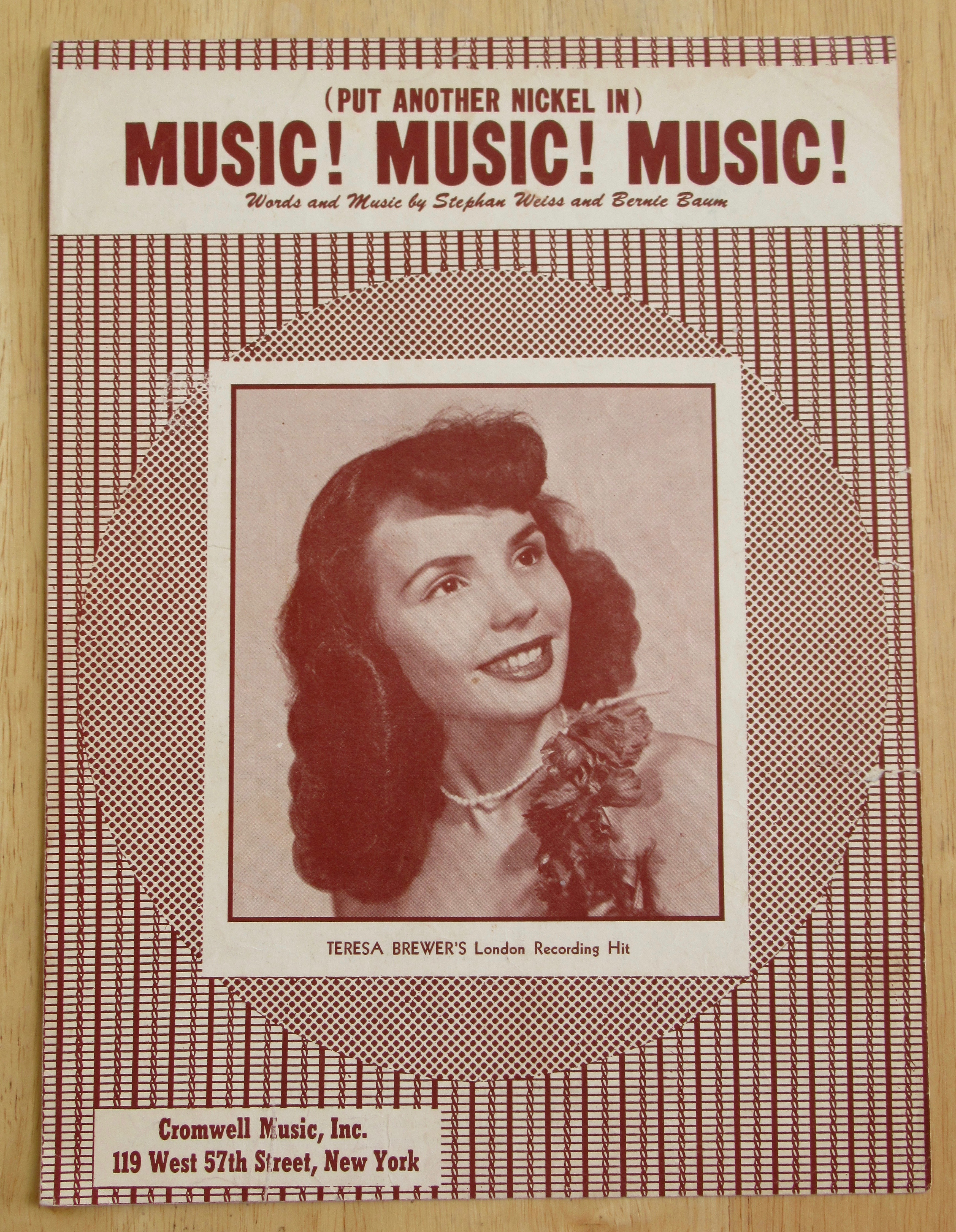 1950 Music! Music! Music! Sheet Music (Teresa Brewer)