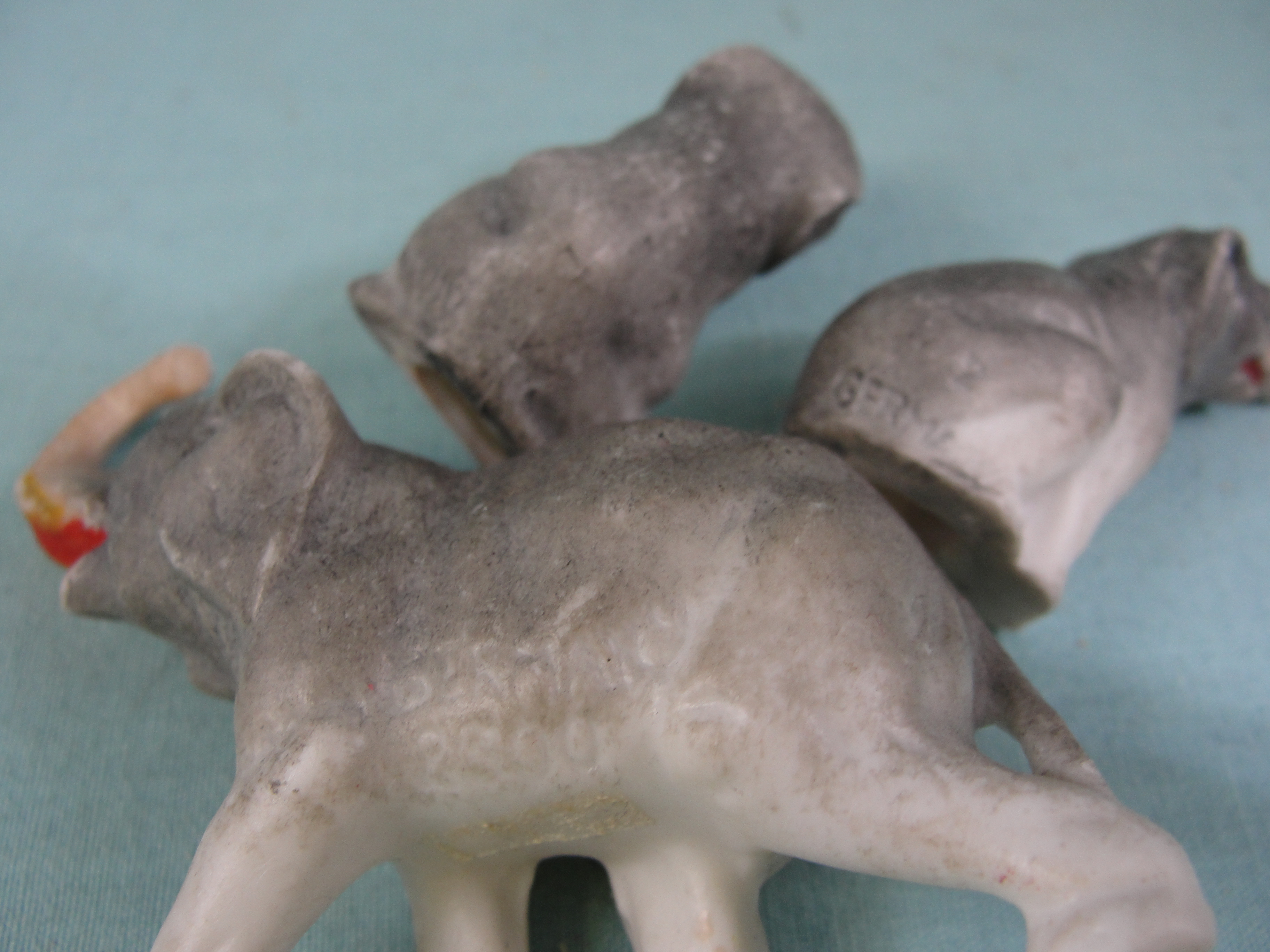 Old Miniature German Porcelain Elephant Trio