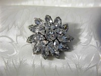 Estate Foil Back Rhinestone Brooch Scarf Clip