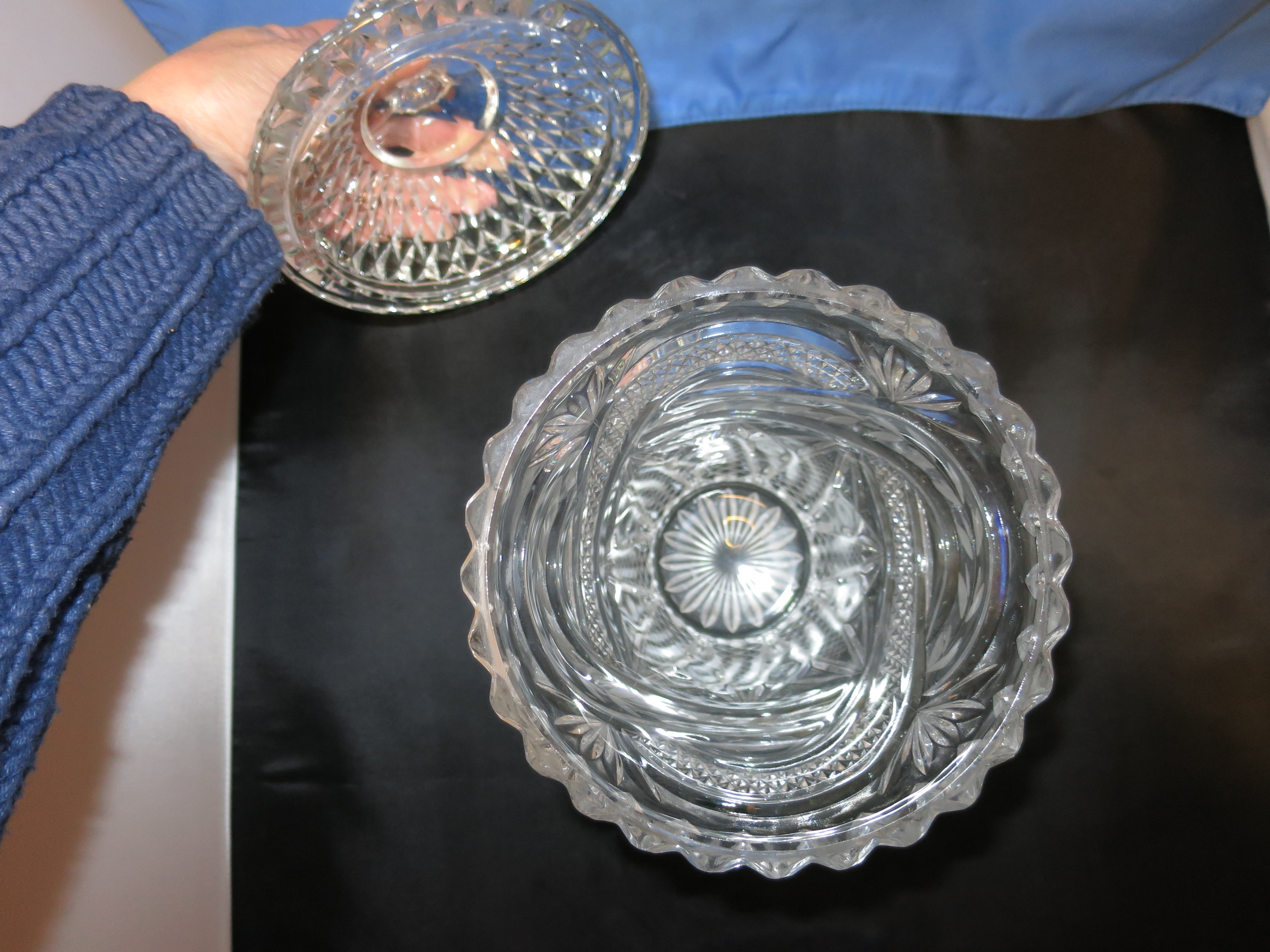 Brilliant Etched Cut Crystal Cookie Jar unknown maker