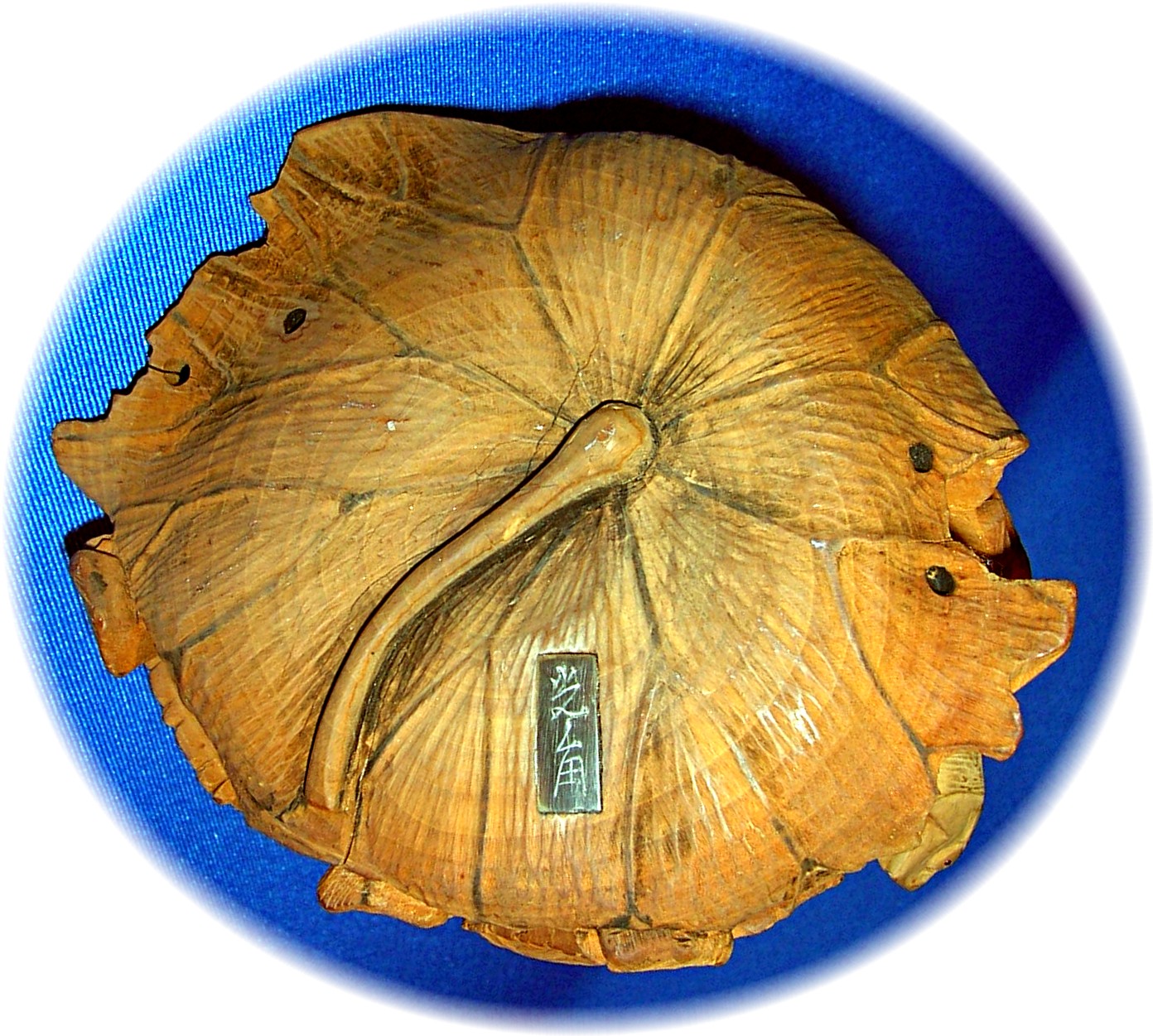 Signed Wooden Oriental Multi Turtle Carving
