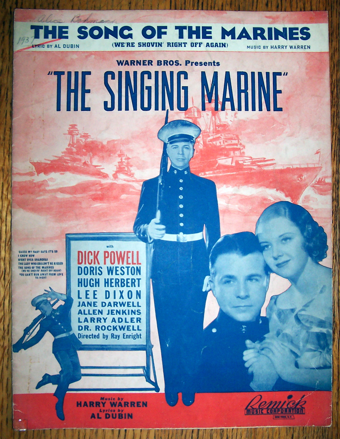 Sheet Music For 1937 The Song Of The Marines