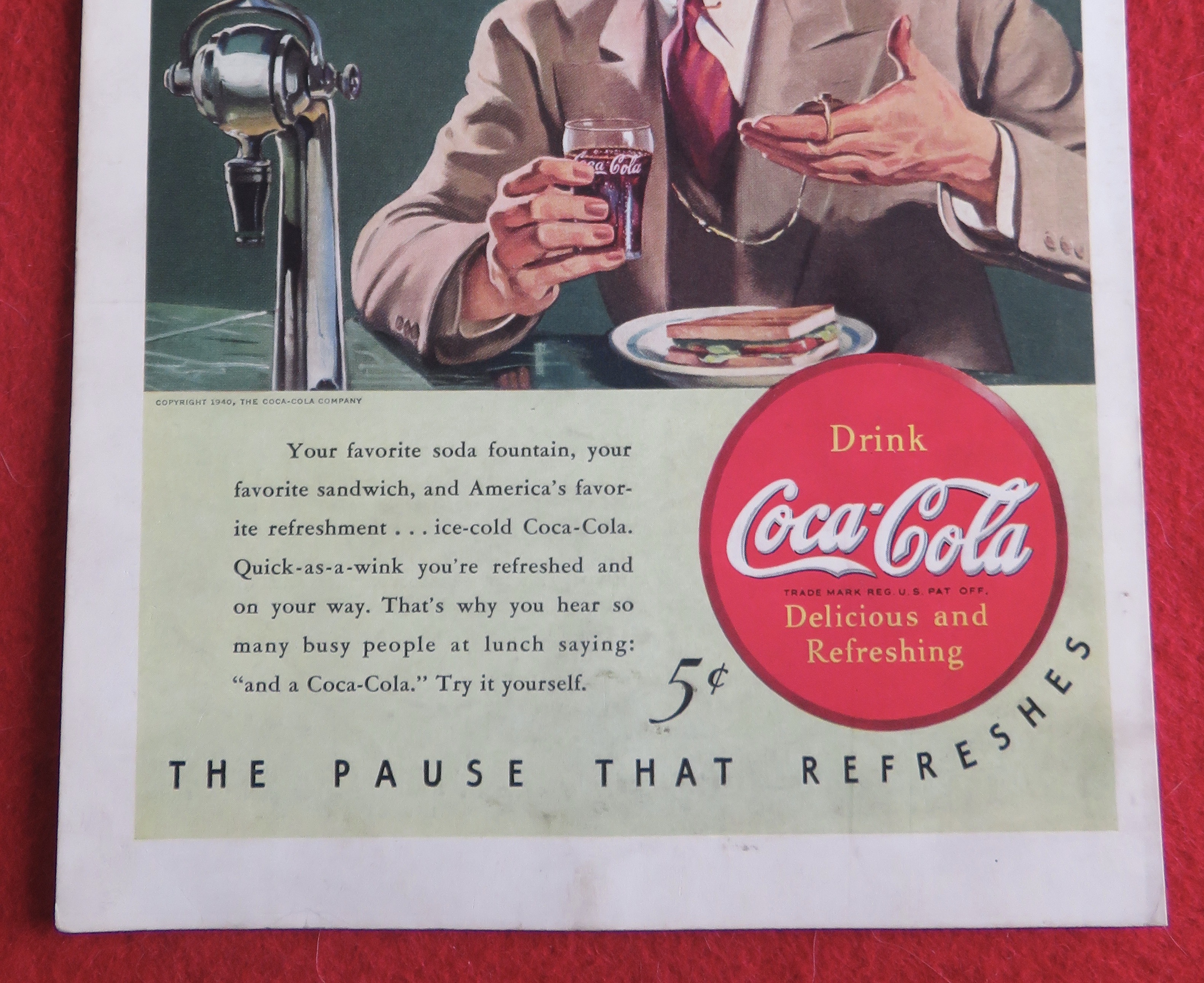 1940 Coca Cola (Coke) with Man Looking at Pocket Watch