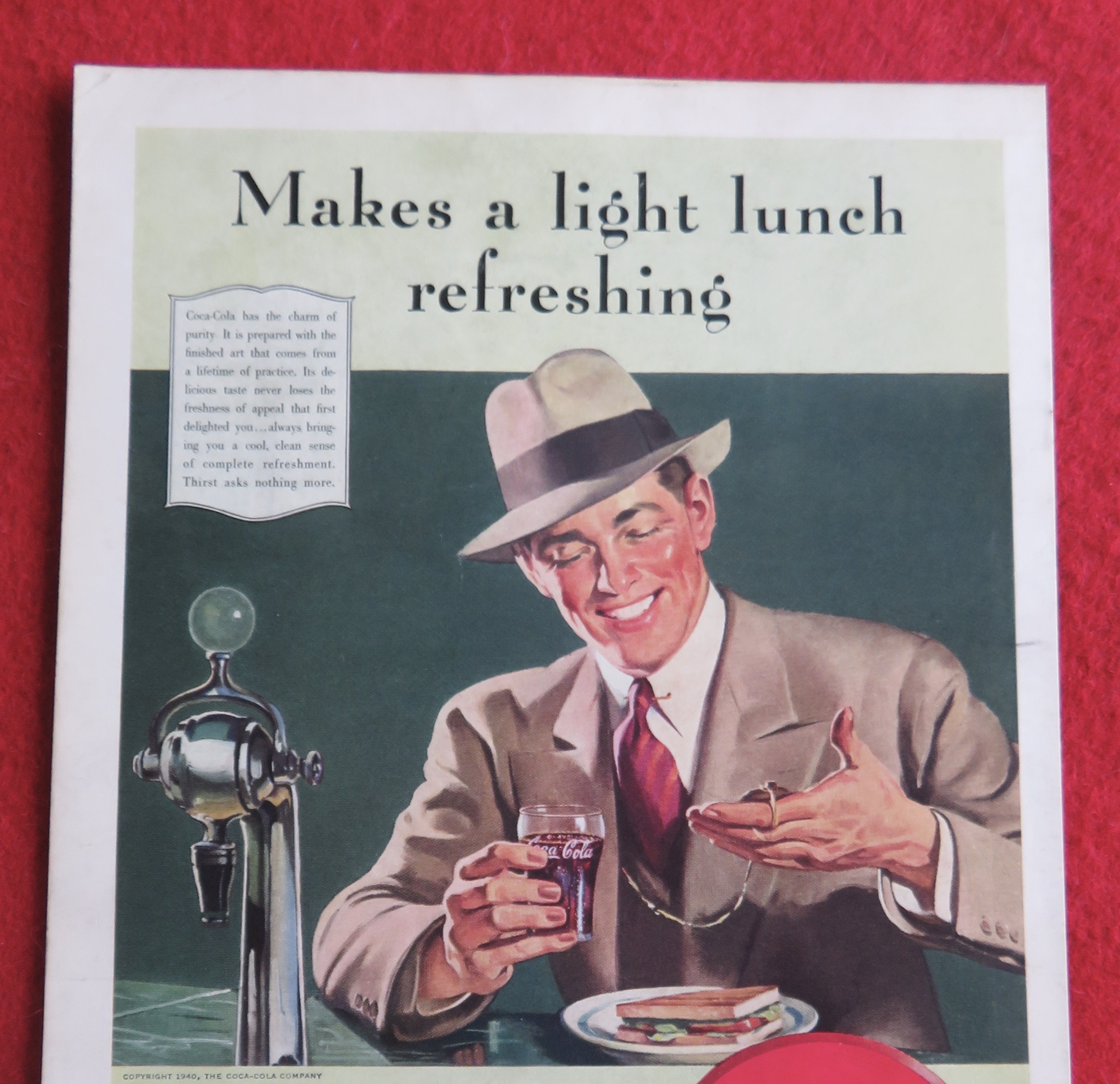1940 Coca Cola (Coke) with Man Looking at Pocket Watch