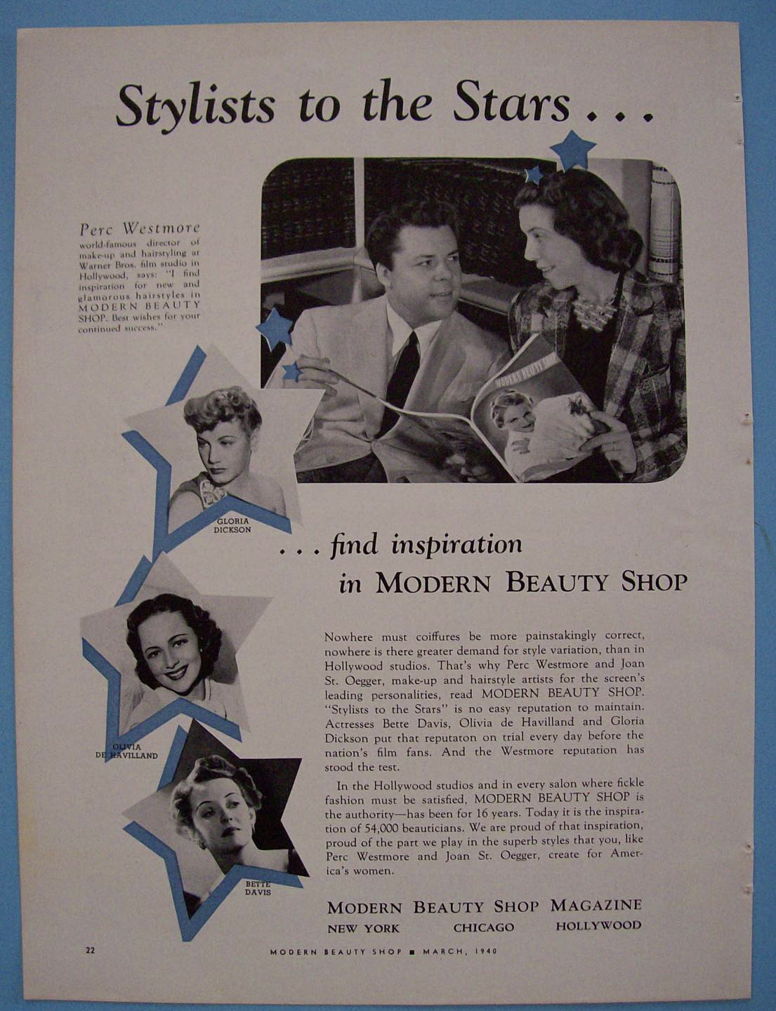 Vintage Ad: 1940 Modern Beauty Shop w/ Perc Westmore