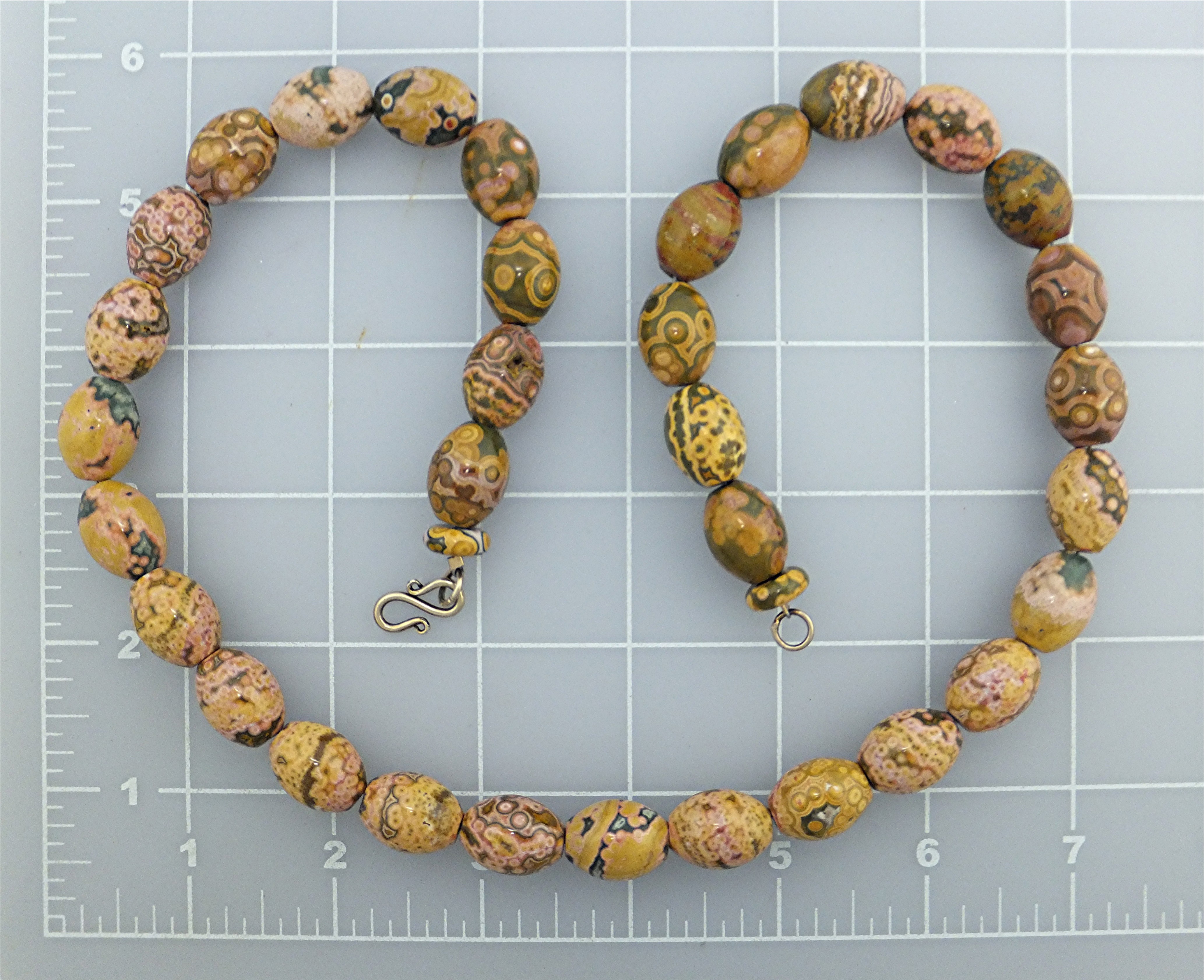 Necklace Gold Green Jasper Beads 23 Inch
