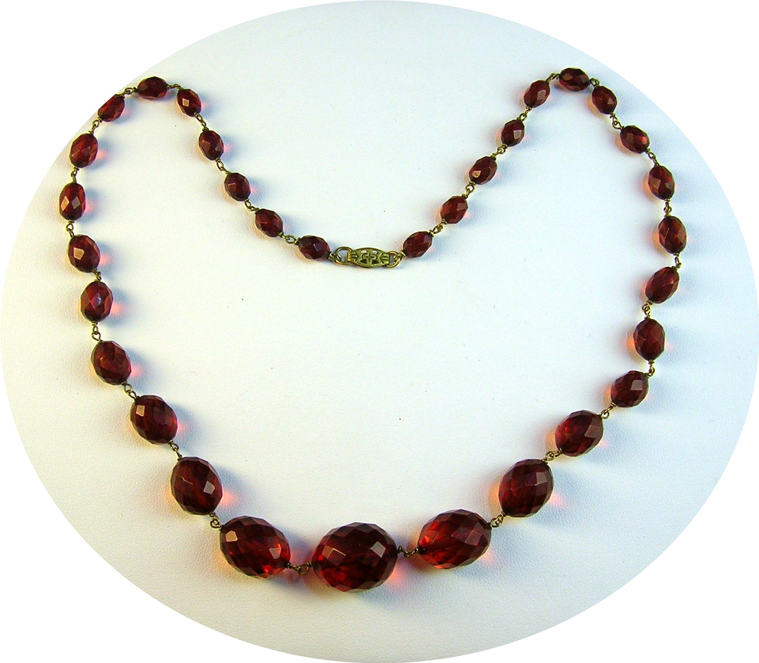 Cherry Amber Gold Chain link  20 Inch Necklace