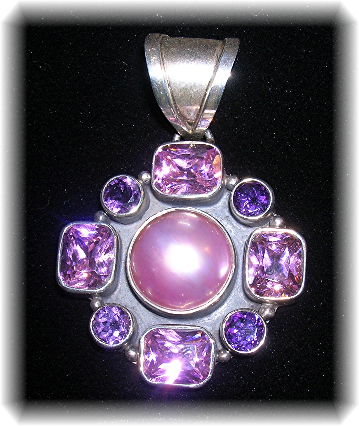 Pendant Sterling Silver Pink Mabe Pearl Amethyst Pink C