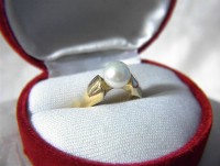 Ring  14K Gold and 7 1/2mm Solitaire Pearl