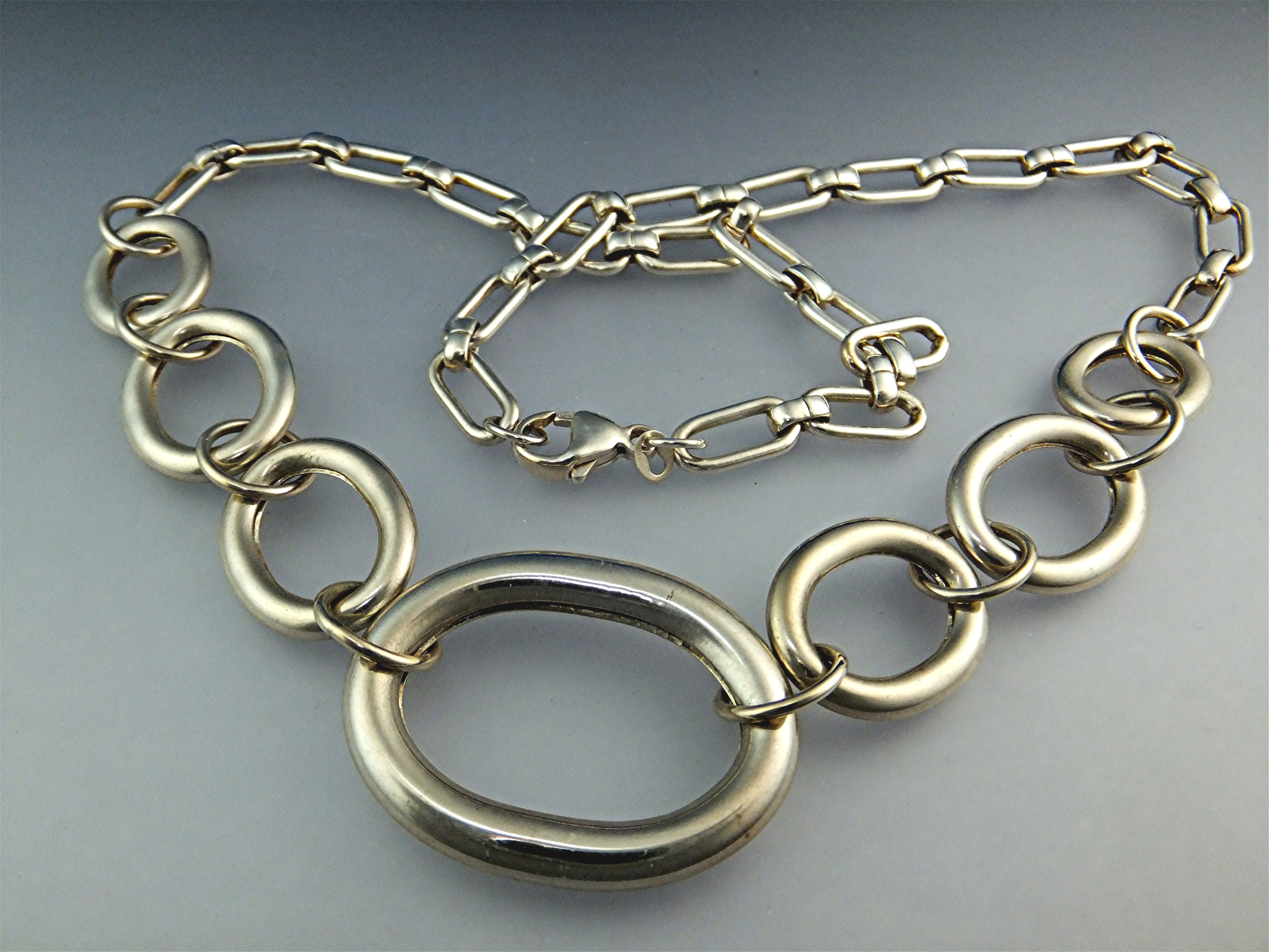 Necklace Sterling Silver Large Graduated Links