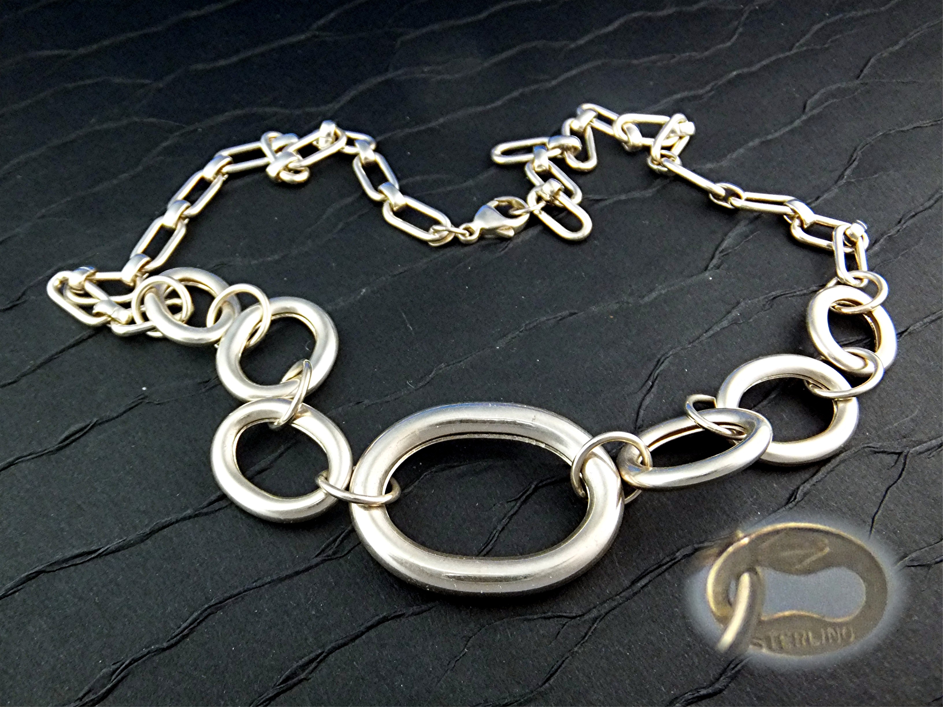 Necklace Sterling Silver Large Graduated Links