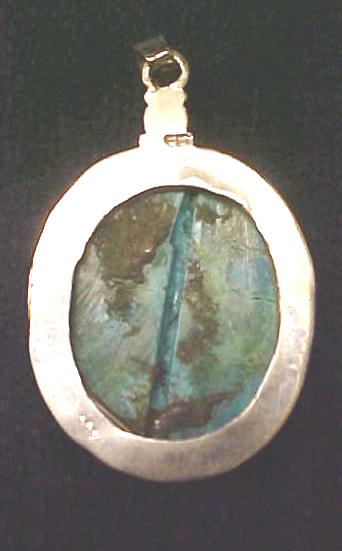 Pendant Sterling Silver Turquoise Cabochon Garnet
