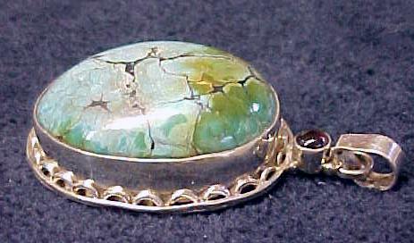 Pendant Sterling Silver Turquoise Cabochon Garnet