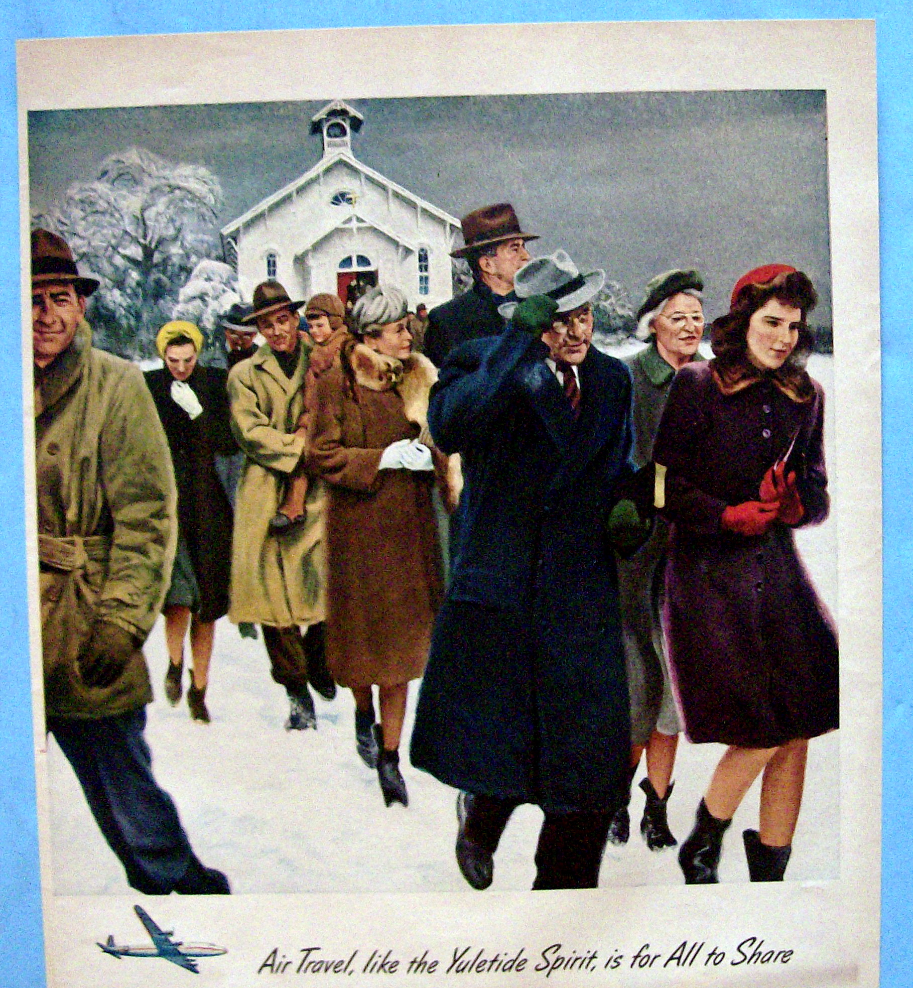 1946 American Airlines with People Coming Out Of Church