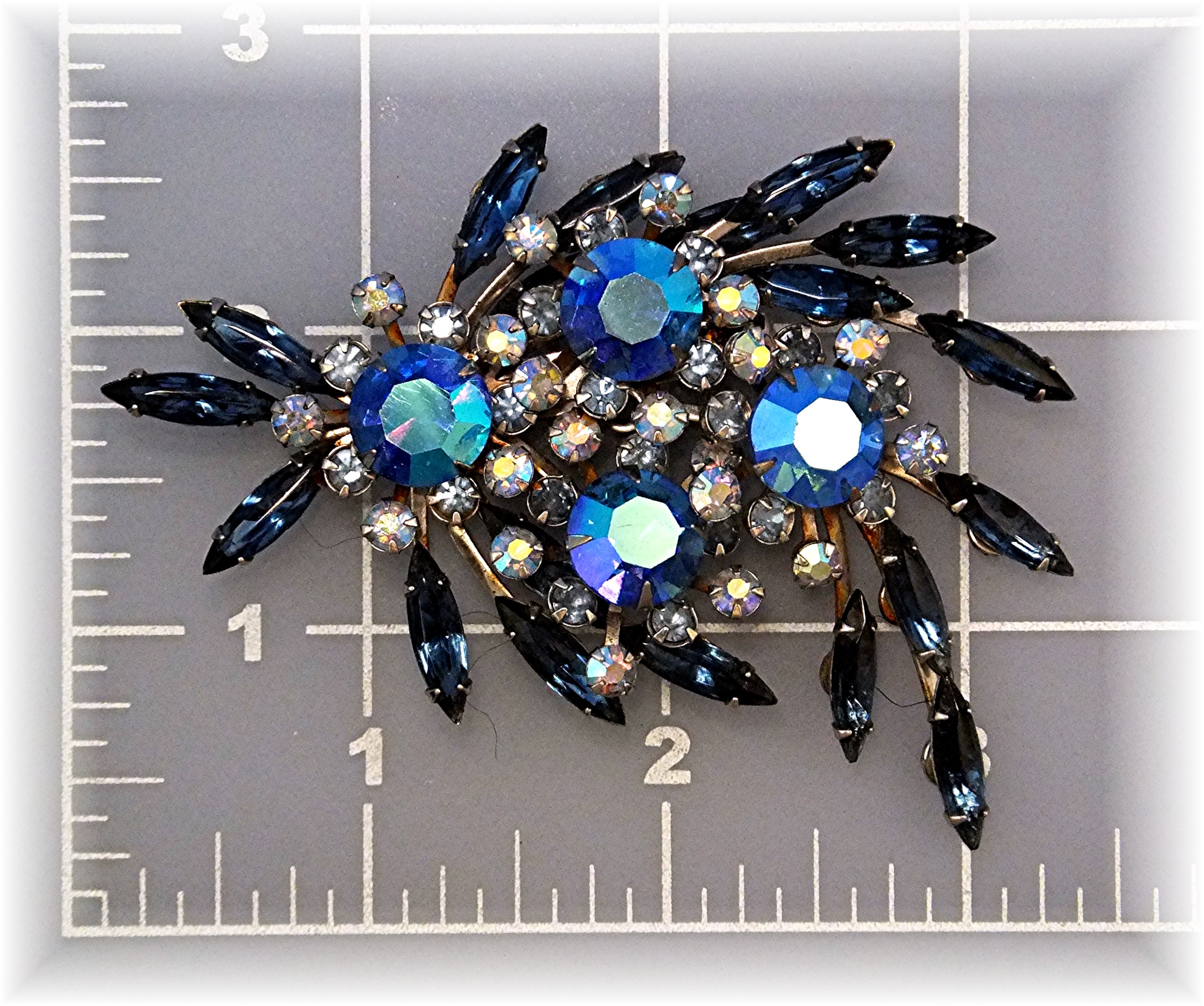 Brooch Pin Blue Borealis Crystal Spray