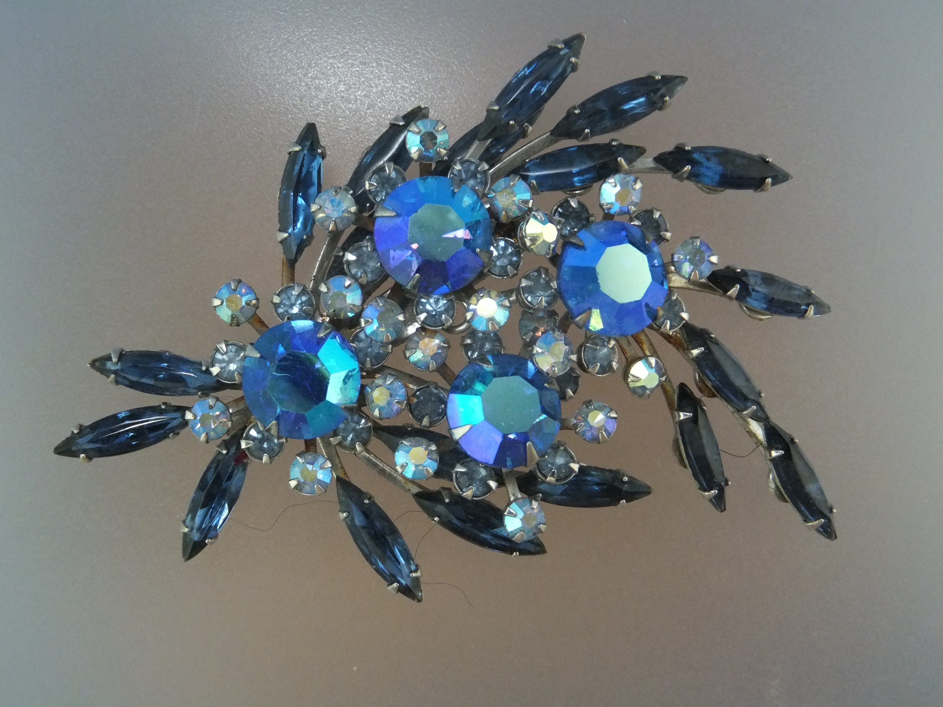 Brooch Pin Blue Borealis Crystal Spray