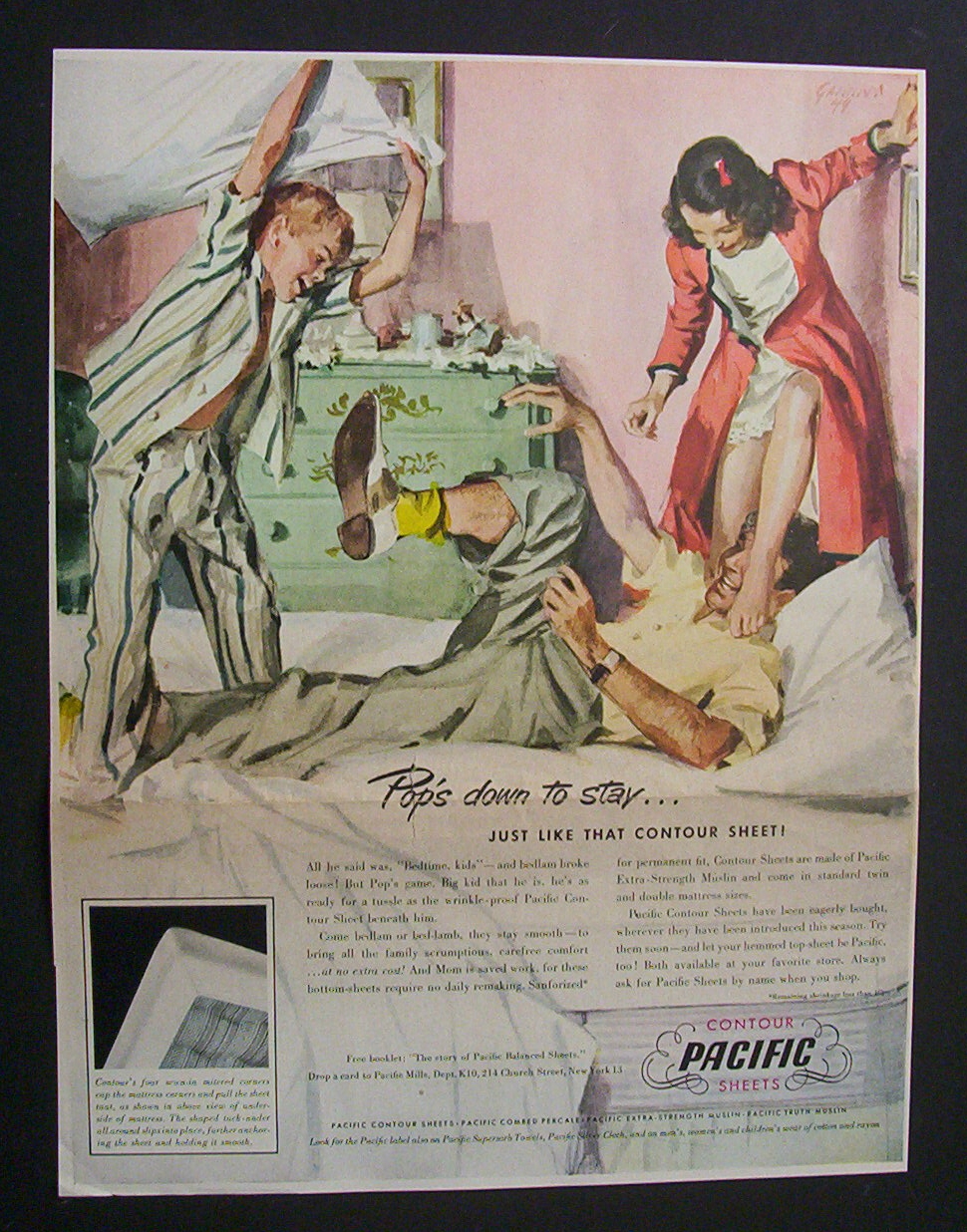 Vintage Ad: 1950 Pacific Contour Sheets