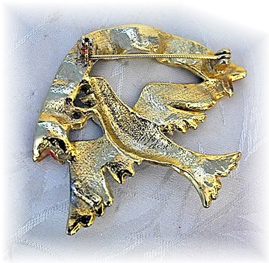 Silver Gold Olive Brach Peace Dove Brooch Pin