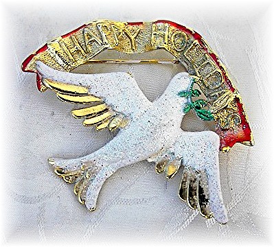 Silver Gold Olive Brach Peace Dove Brooch Pin
