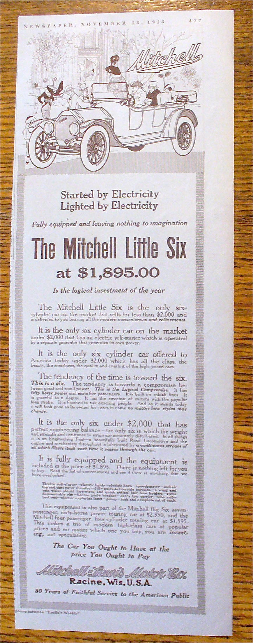 1913 Mitchell Little Six with the Family Sitting in Car