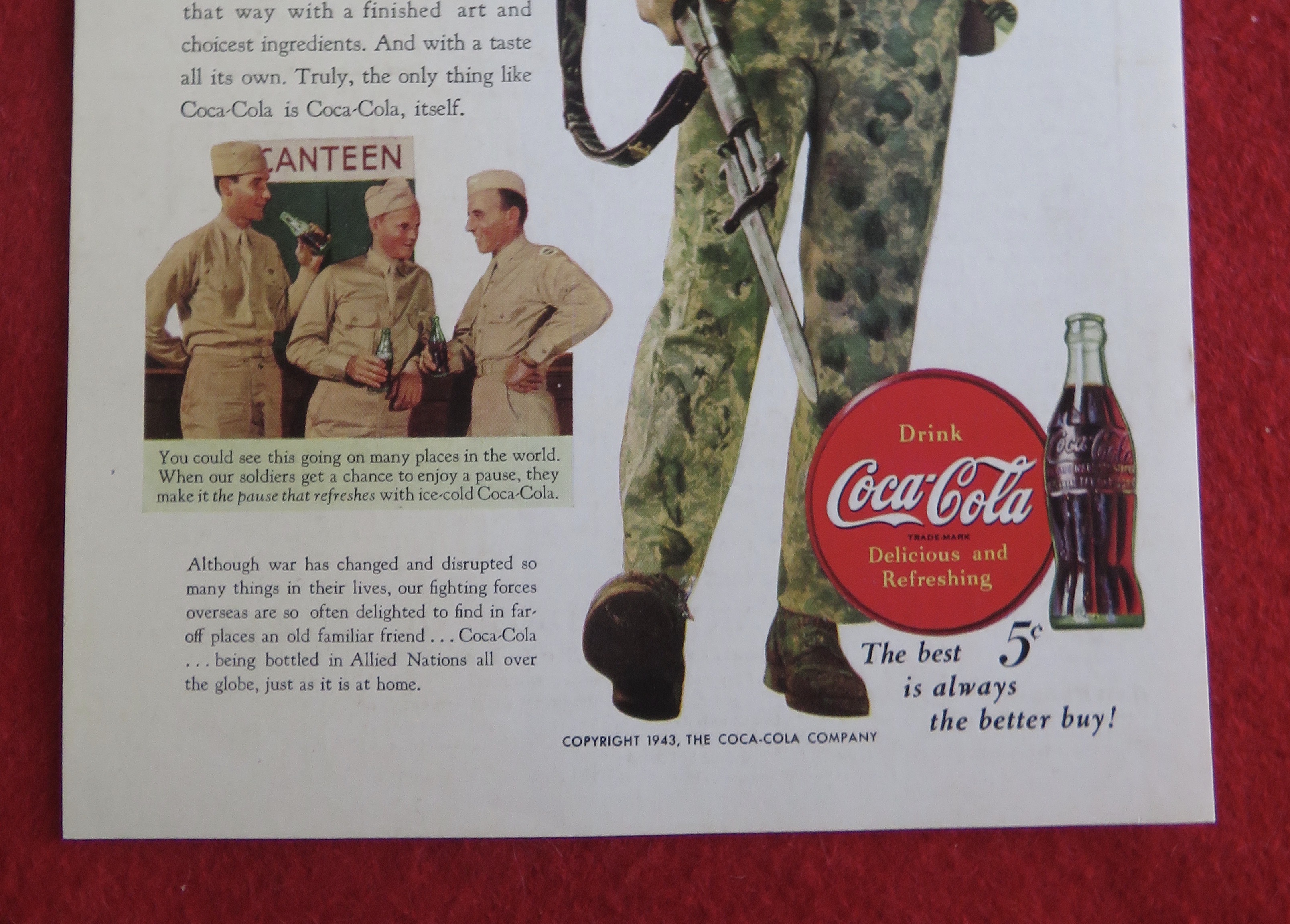 1943 Coca-Cola with Soldier Walking with Gun