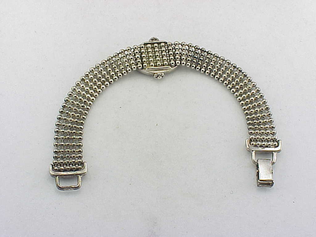 5 Row Silver Bead Bracelet With Inlaid Abalone