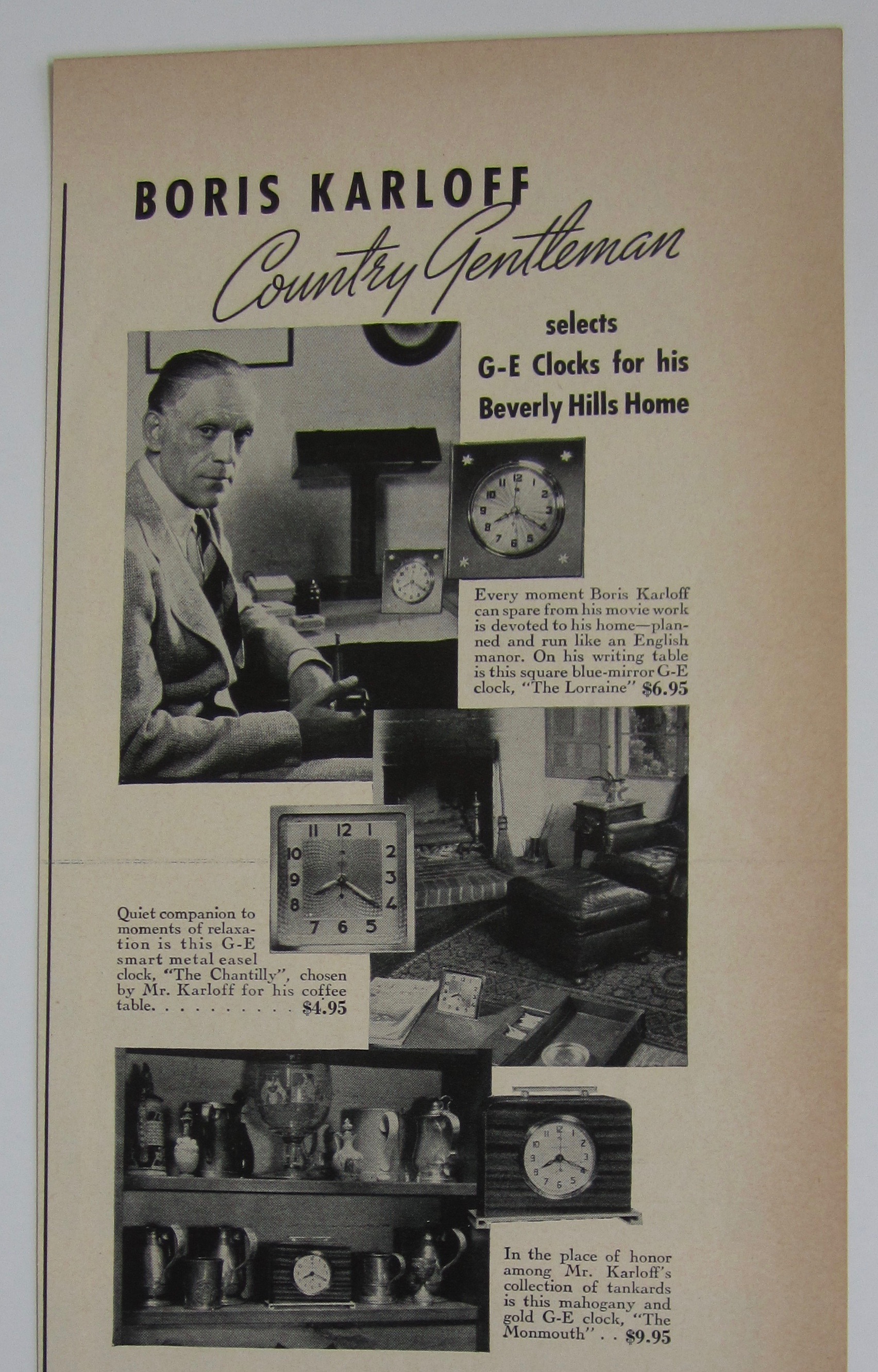 1937 General Electric Clocks with Boris Karloff